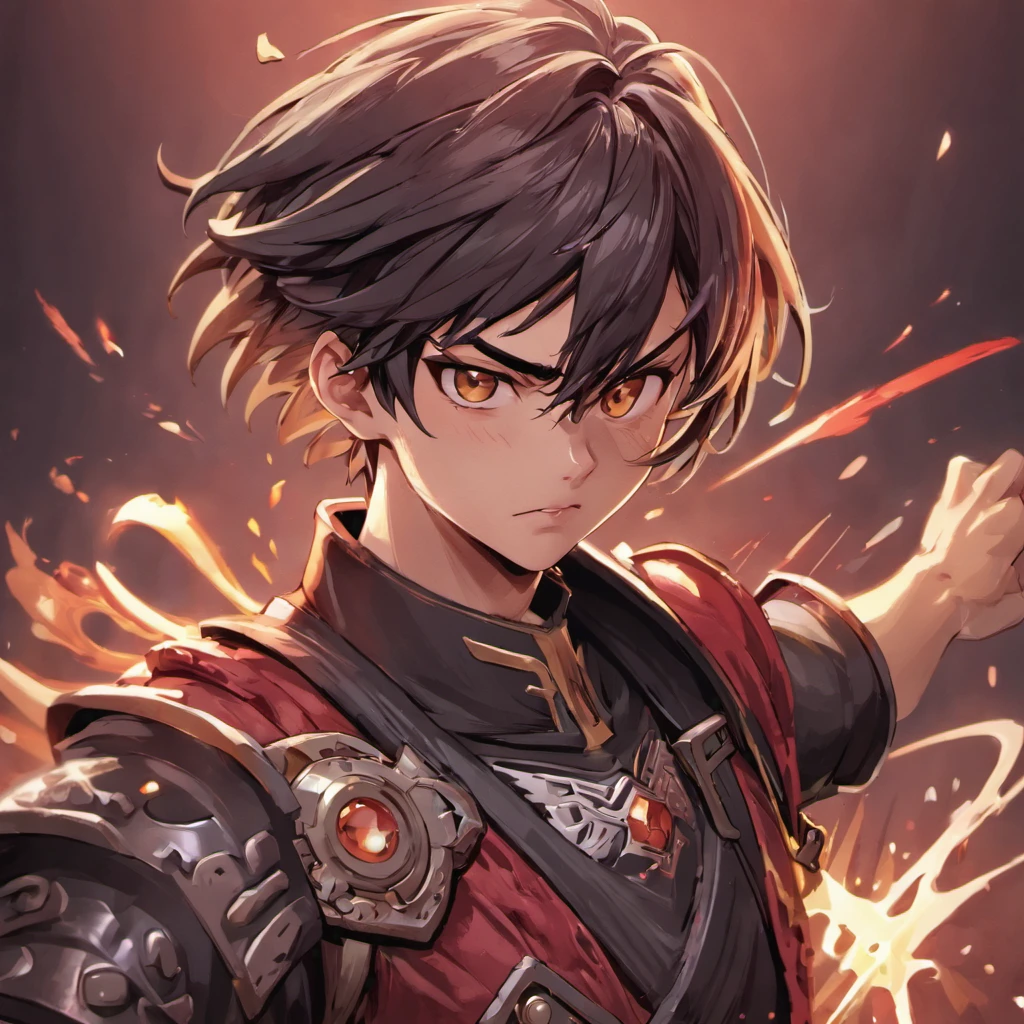 3d character bust of a swordsman, character concept, hand drawn cartoon illustration, Solid and vivid background, Fine, detailed scale, Soft lighting, game character, upper body, Created by Lois Van Barl and Reusch and Ross Tran and Ross Drås and Sam Yang and Sam Ess Arts and Altgerm, Best Quality, masutepiece