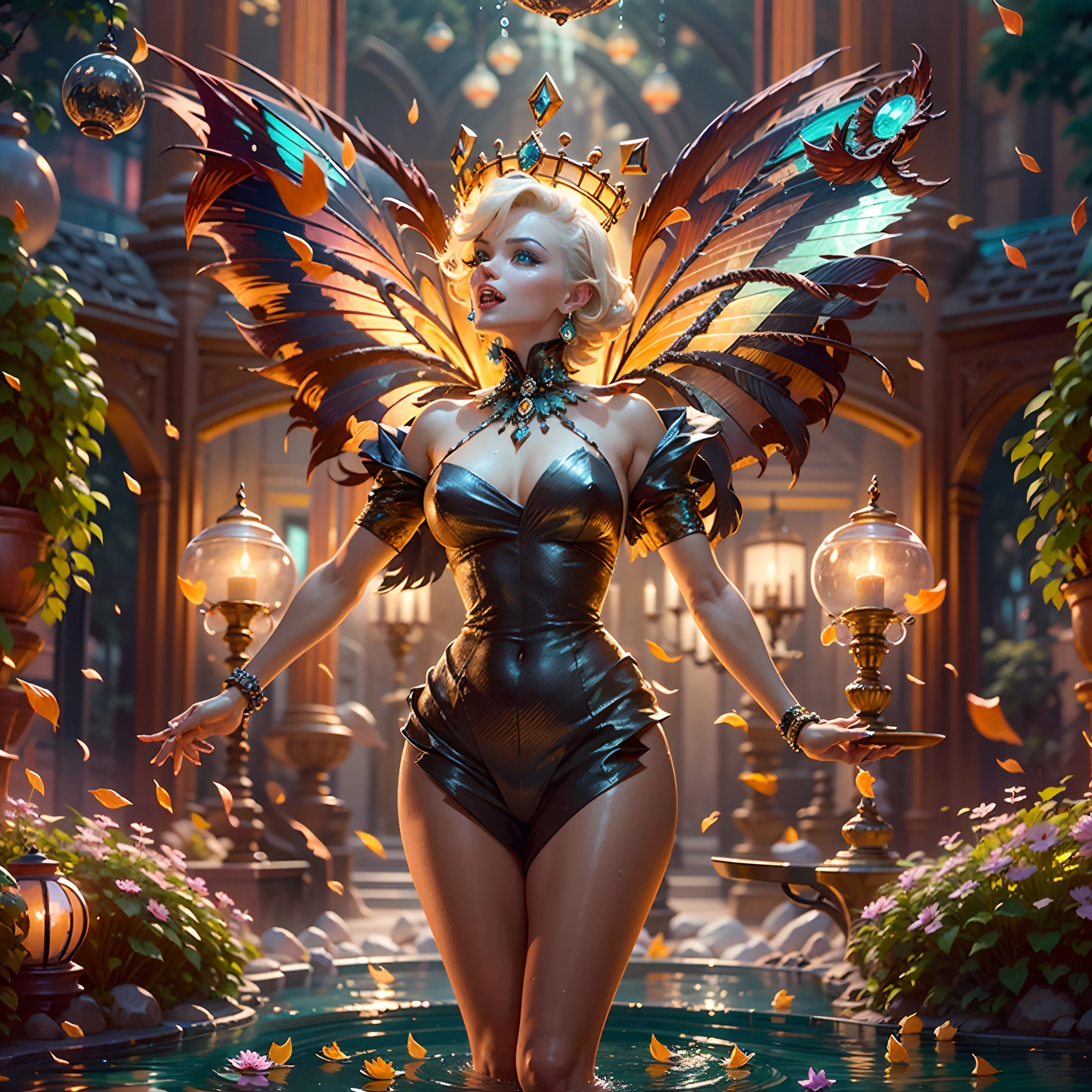 masterpiece Goddess Marilyn_Monroe Diva waitress matrix meticulously intricate ultra highres Pro-photo-realistic reflection optimal ultra_sharpness focus perfection accurate volumetric Lightning contrast front_sunlight backlight global illumination cgi vfx sfx reflex ultra high-definition ultra high-detail Octane_rendered extreme improved graduated UHD XT3 64K 32K 16K 8K DSLR HDR UnrealEngine5 romm rgb pbr 3dcg fxaa blu-ray colors-coded anti-aliasing fkaa txaa rtx ssao opengl-shaders glsl-shaders post-processing post-production cell-shading tone-mapping vivid red hairstyle Agate ornament diamond sunflower sports cap cow-boy hat athletic epic clean eyeliner cheekbone felt suave expressive effects embarrassed wet flirt sweat lazuli-droplet-of-water-drop-between-eyes Divine (bright eyes, bright eyes) beautiful eyes saturate black pupils brown irises turquoises sapphires pearls open mouth smile teeth (tongue droplet water) clavicles white jacket shirt bridaldress safran silk papillotes sleeves orange satin obi scarlet  huge side-boob spread sagging corsage yellow seams navel skirts wide fringes swinging spinel reveal diamond heart chastity-belt solid padlock indigo pubic  silks snap_lock garters legs boots solid iron nickel cobalt luminescence depthfield Crystalline butterfly CGSCOSITY "Heavy Metal" sceptre invokes magic monarch fleuraison monster milkweed monstrous viceroy fire-breathing creature sundrop fountain water drop of water Drink "Beer-Buck" beer broues slide mirror onyx summon Queen Bee wings transparent ruby occult headgear flash Disco-Ball Earth hearth blooms Tourmaline lantern-paper dramatic crystal background water-dancing Pool marbles paddling opal "Water Falls" equirectangular 360 population deep path glass strange Obscurside outdoor darkness full moon glow Chaos dark night hole cathedral crux anks Tattoo Bruce_Weber  Females  Koos_Roos  varies multi etc.