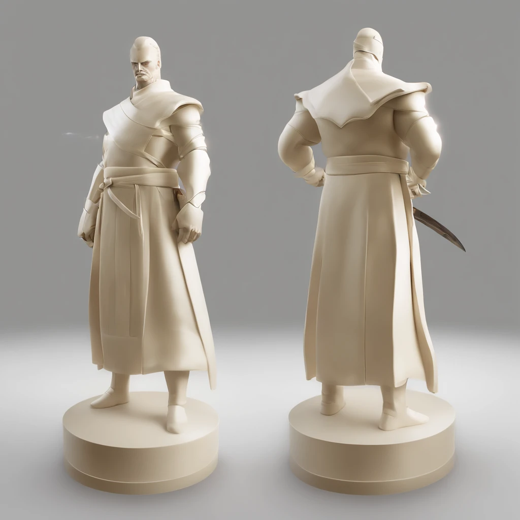 3d character bust of a swordsman, character concept, hand drawn cartoon illustration, Solid and vivid background, Fine, detailed scale, Soft lighting, game character, upper body, Created by Lois Van Barl and Reusch and Ross Tran and Ross Drås and Sam Yang and Sam Ess Arts and Altgerm, Best Quality, masutepiece