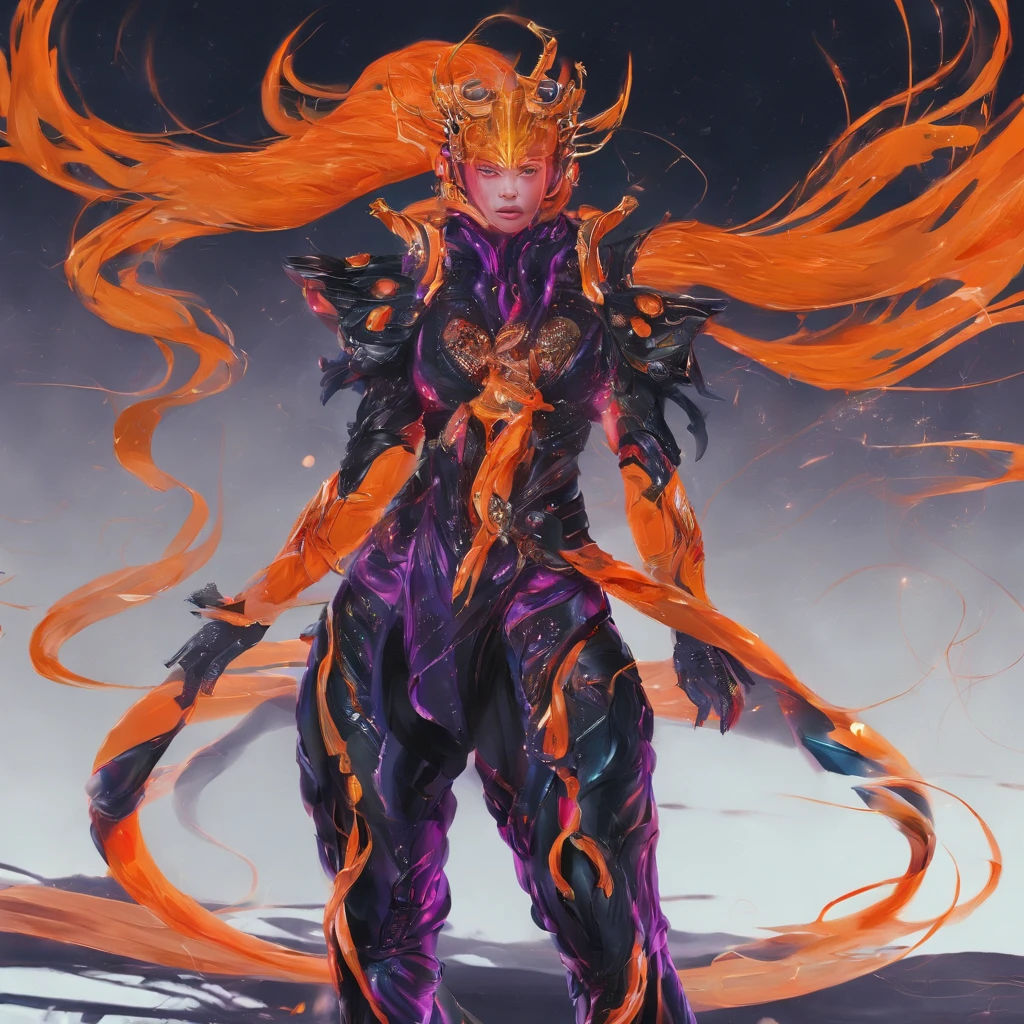 Black gold marble texture 32K(tmasterpiece,k hd,hyper HD,32K)Long flowing bright orange hair,Snow in winter,zydink, a color, Asian people (Kizi), (Blue-orange scarf), Combat posture, looking at the ground, long whitr hair, Floating bright orange, Fire cloud pattern gold tiara, Chinese long-sleeved gold silk garment, (Abstract snowflakes flying:1.2), white backgrounid,Lotus protector(realisticlying:1.4),Bright purple hair,Smoke on the road,The background is pure, A high resolution, the detail, RAW photogr, Sharp Re, Nikon D850 Film Stock Photo by Jefferies Lee 4 Kodak Portra 400 Camera F1.6 shots, Rich colors, ultra-realistic vivid textures, Dramatic lighting, Unreal Engine Art Station Trend, cinestir 800,Long flowing bright orange hair