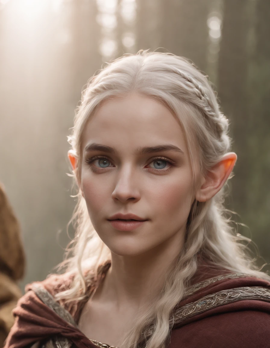(detailed face, detailed eyes, clear skin, clear eyes), lotr, fantasy, elf, baby, looking at viewer, portrait, photography, detailed skin, realistic, photo-realistic, 8k, highly detailed, full length frame, High detail RAW color art, piercing, diffused soft lighting, shallow depth of field, sharp focus, hyperrealism, cinematic lighting