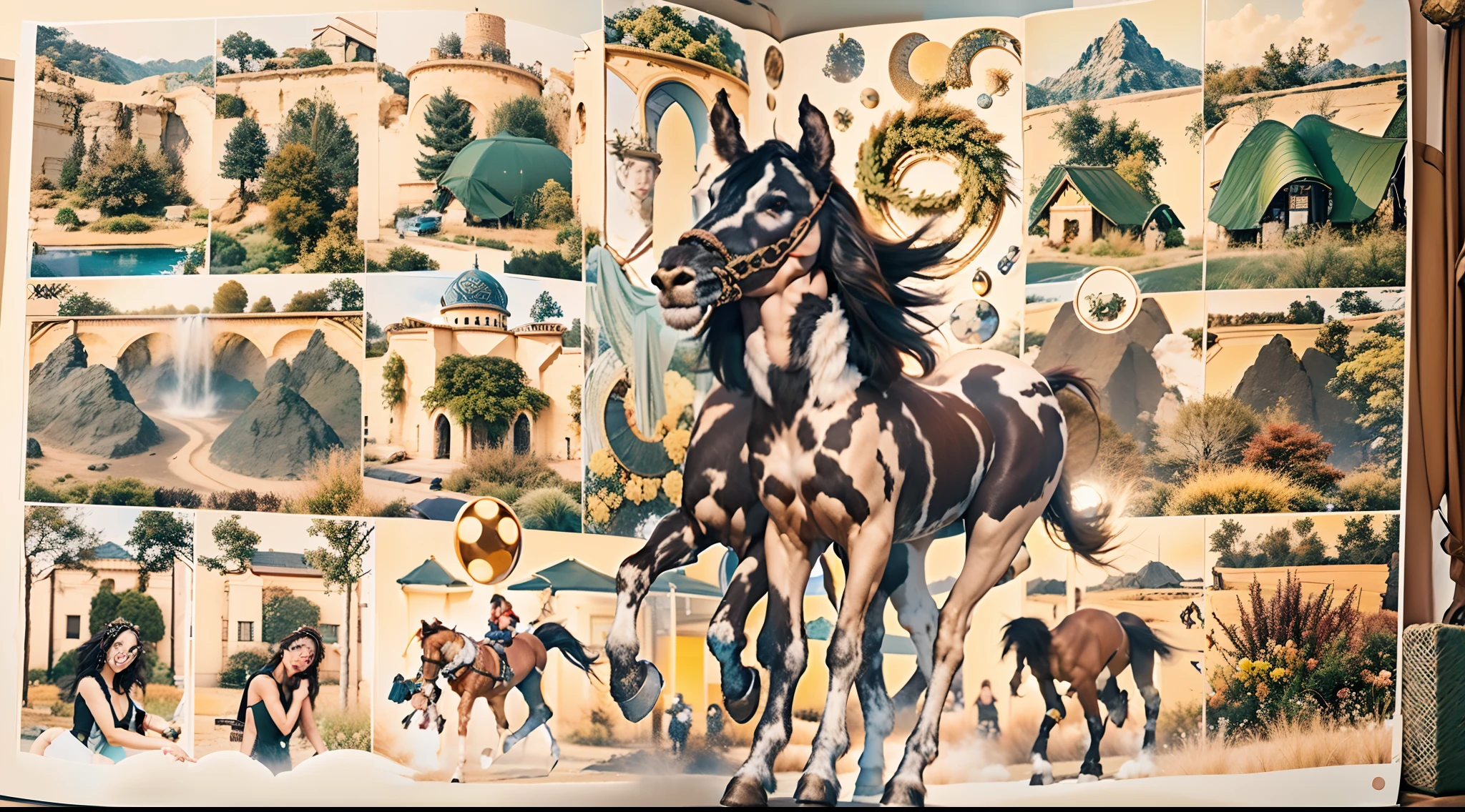 In the beautiful illustration of this super-grand scene,The ultra-distant lens shows us(Over eight unique centaur characters:9.9),(Traveling through the stars:9.9),They all have their own characteristics,Vivid and interesting。Radiant from the heavens(angelicales:6.6)Like centaurs、To nightmarish is(Surrounded by flames:6.6)of the hellish centaurs、And then to the wind dancing in the air(fairy:6.6)centaur horse、And thunder and lightning surrounding(Unicorn:6.6)centaur horse,and shining metallic ones(Machinary:6.6)centaur horse、And then to color(Dragon scales covered:6.6)The strength of the whole body is a powerful dragon centaur、Elegant and agile(the elf:6.6)The centaur's slender and graceful lines always wear a flower crown、Enchanting and charming(Tiflin:6.6)centaur horse、Have the indescribable(Raised sexy:6.6)'s(succubi:6.6)centaur horse。Each character has their own unique charms and abilities。The illustration uses advanced artistic techniques and tools,(Divide the scene into sections by geometric arrangement:9.9),Each section corresponds to a centaur character,This makes more efficient use of space。Through Midjourney's advanced brush tools、Color palette、Material packs and model packs、Texture tools,For each centaur, beautiful props are designed to increase racial characteristics、Clothing and physical features,(Enhances the character's personality and visual appeal:2.5)。The scenery in the illustrations is stunning,There are changing skies、rainbowing、extreme light、Stars and Moon。Incorporating iconic landmarks such as Mount Everest,and fireworks、tranquil lake、Natural and urban elements of waves and neon lights,Creates a magical atmosphere。The centaurs display their unique abilities and equipment in a variety of environments,This is true even in extreme alien landscapes。(Use Midjourney's tools、Material packs、Texture tools、The color palette makes depicting details vivid and realistic:9.9),From complex hairstyles and as well as different racial traits、Body、Appearance featu
