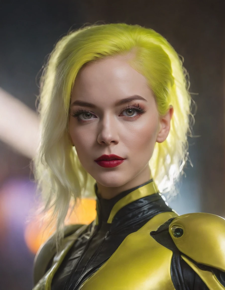 portrait,art by Ludwig Meidner, Unique thicc Malaysian [Lorelei Lee:Cyborg:2], fantasy, ethereal, fluorescent yellow aura Hyperpunk, Selective focus, HDR