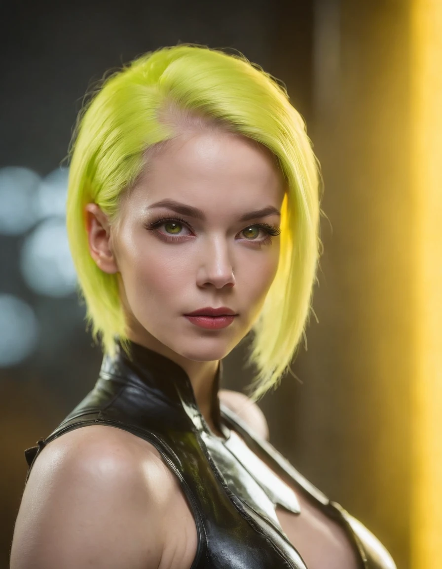 portrait,art by Ludwig Meidner, Unique thicc Malaysian [Lorelei Lee:Cyborg:2], fantasy, ethereal, fluorescent yellow aura Hyperpunk, Selective focus, HDR