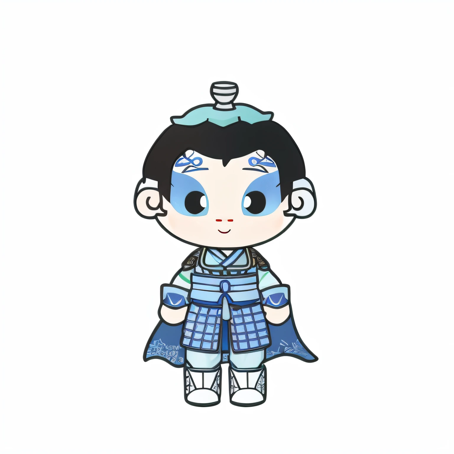 Cartoon drawing of a boy in armor, Xiang Yu, sengoku - era art style, Grand Canal,wineglass