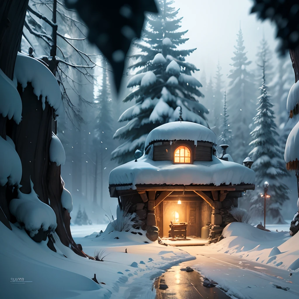 A sacred cave in winter, snowy outside, realistic, cinematic, full HD. --auto --s2