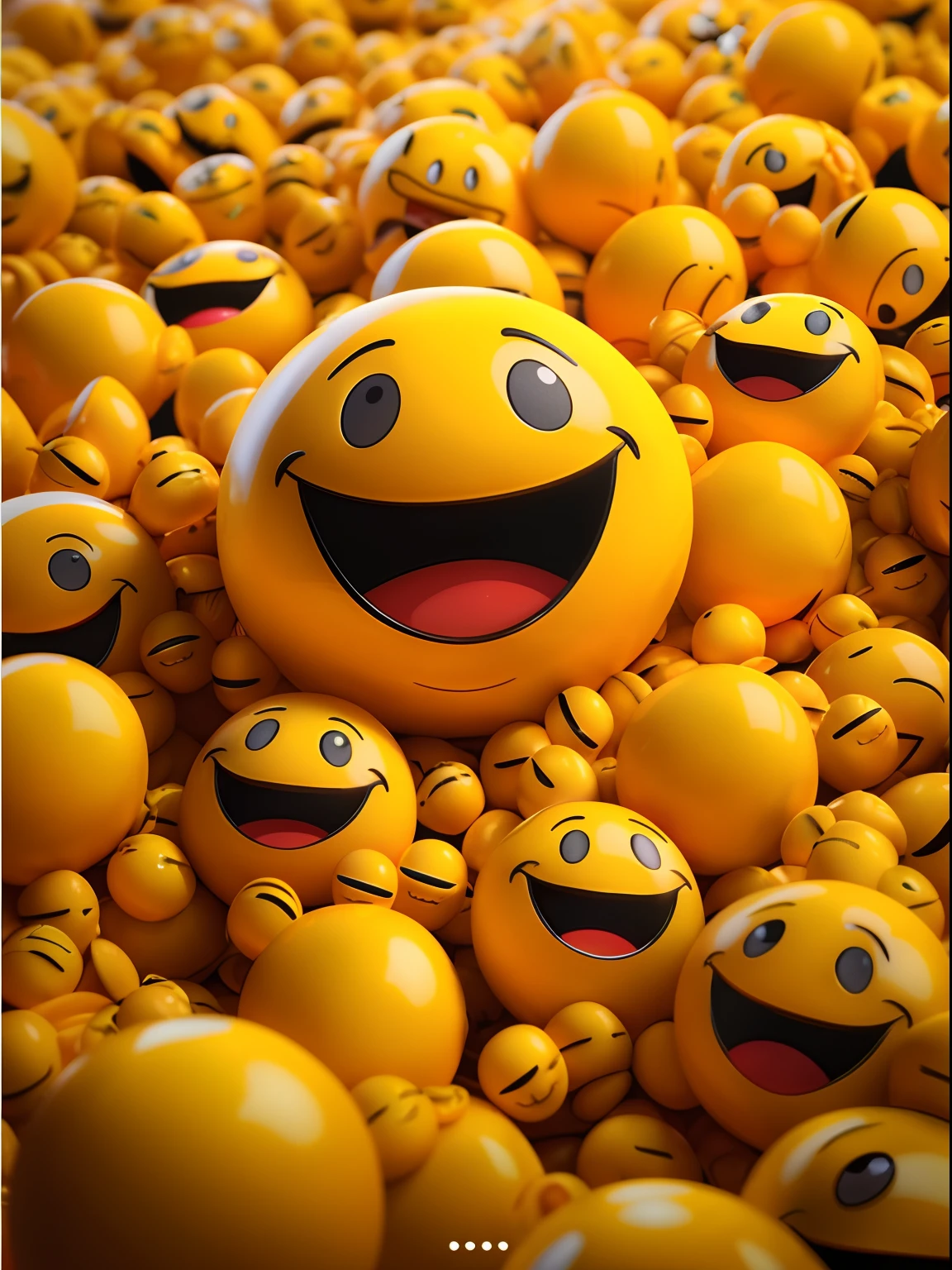 A bunch of close-ups of yellow smiley faces,With a smile on it, Smiling faces, digital art emoji collection, smiling expression, Happy faces, Happy expression, Happy expressions, Emoji, Laughing emoji, funny emoji, Detailed and realistic smiley face, Happy smiley, smiley, emoj, happy and spirited expression, highly detailed photo of happy, With a happy expression