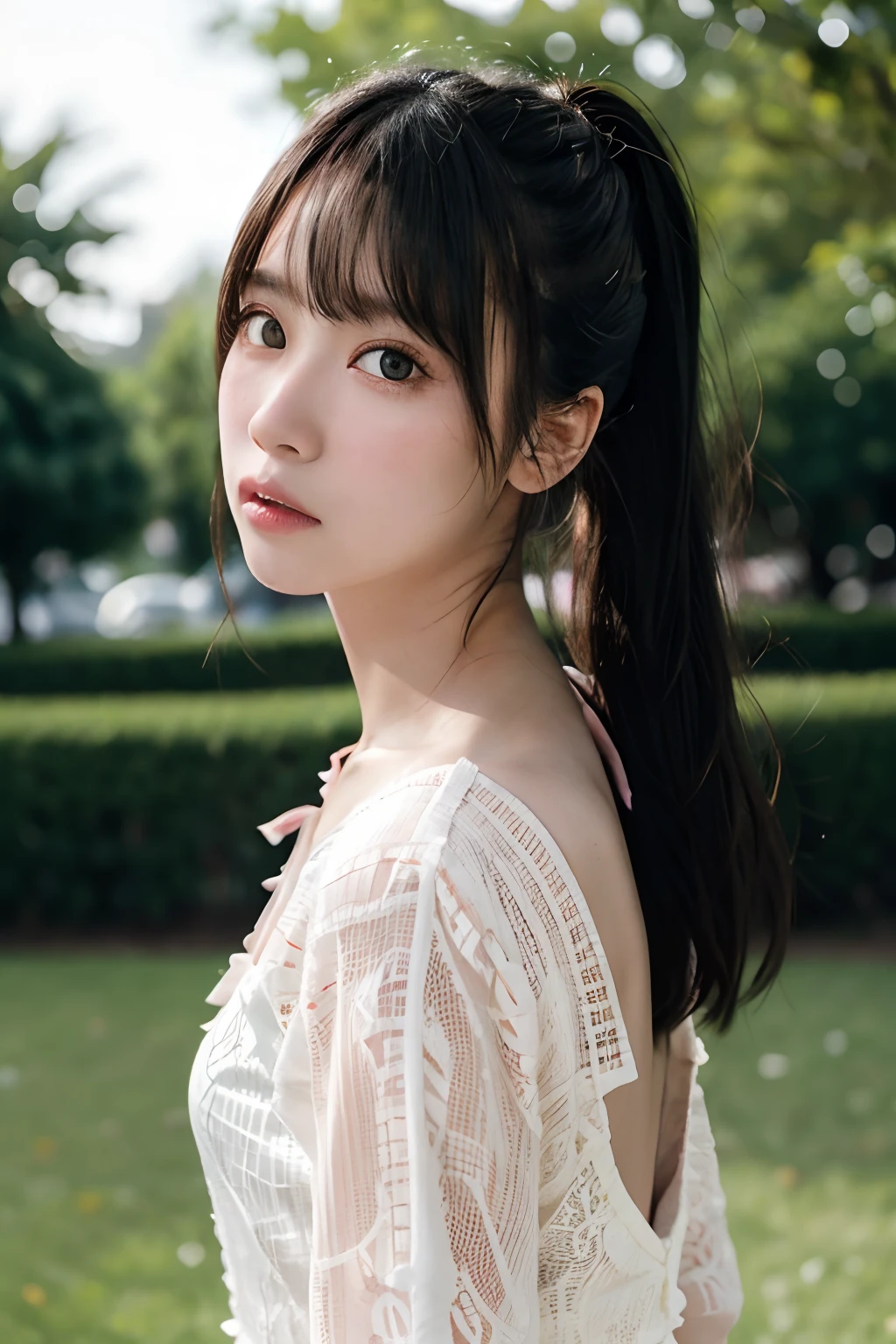 (logo、masterpiece、8k、Tabletop、RAW Photos、wonderful、最high quality、フォトリアリスティックでVery detailedな CG 統合 8k 壁紙、high quality、Very detailed、Narrative poem、Particle Effects、Dynamic Effects、Written boundary depth、Cinematic Light、Lens flare、Ray Tracing)、Fantasy、 (1 beautiful woman、dress、dress、Cherry blossom pattern、Black-haired、Beautiful Face、True Face、Beautiful details、eye、Beautiful Skin)、髪がWindで踊る、Hair flutters in Wind、hair bounces、Pink cherry blossom tree、Petals fluttering、SakuraFubuki、wonderful景色、sunrise、Sun in the background、Wind、