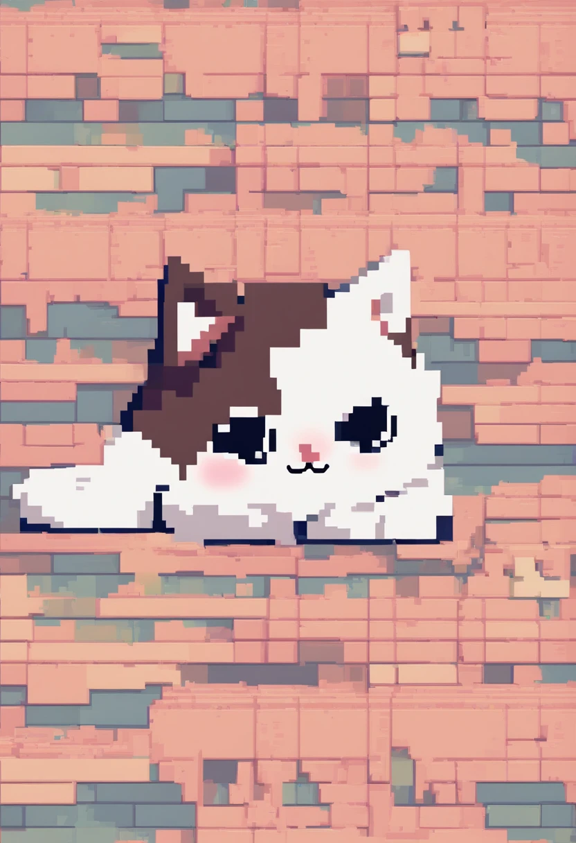 Cute kitten in pixel art,Kittens,Frolicking kitten,3D pixel art 4K wallpaper. Incredible pixel art details. Pixel art. steam wave. Detailed Unreal Engine pixel art