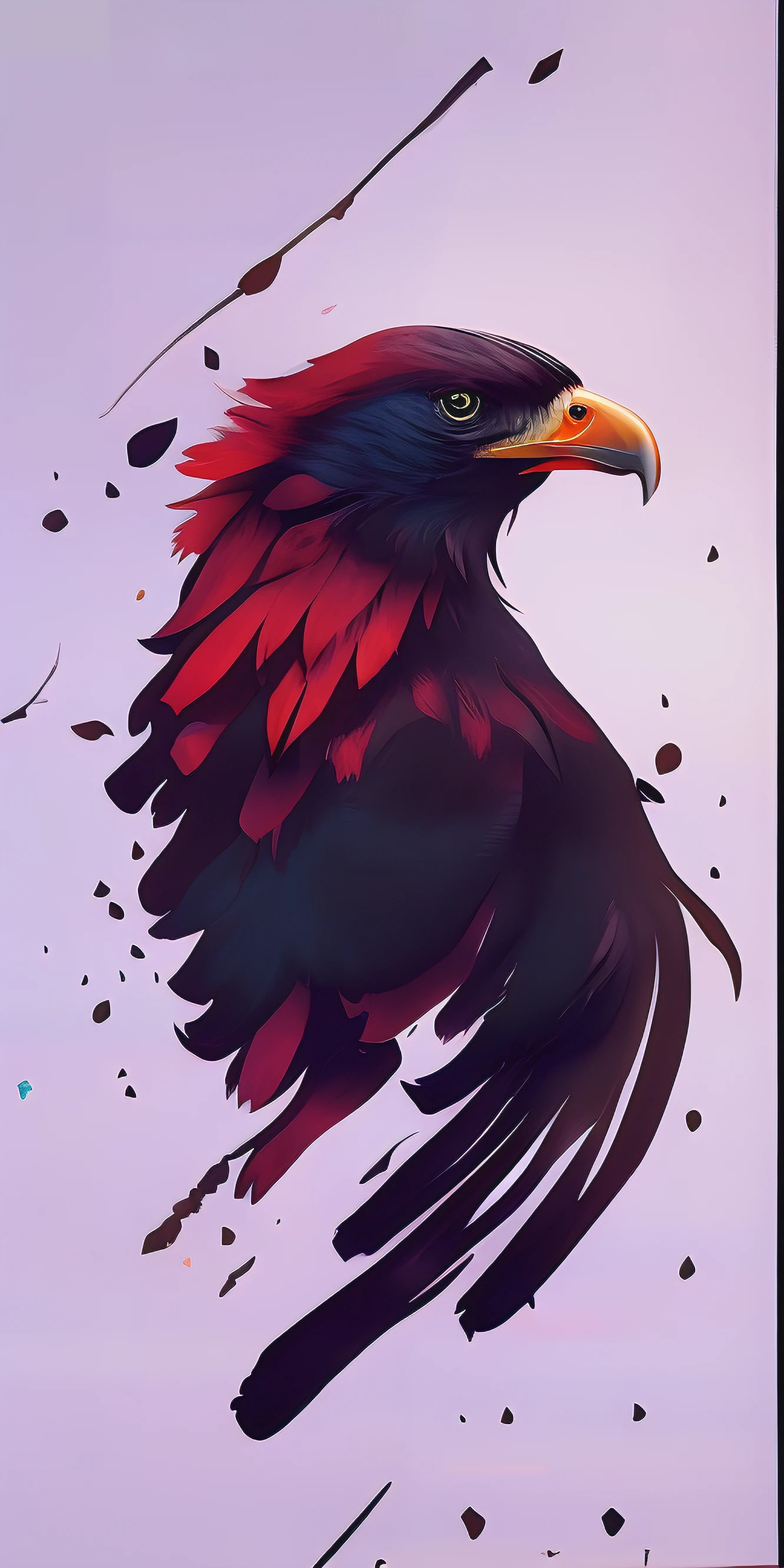 painting of a bird with red and black feathers and a red beak, detailed realistic colors, stunning digital illustration, birds f cgsociety, low detailed. digital painting, painted digital art, eagle, striking detailed artstyle, feathered, realistic illustration, detailed digital painting, epic digital art illustration, exquisite digital illustration, falvie, highly detailed vector art, drawn with photoshop