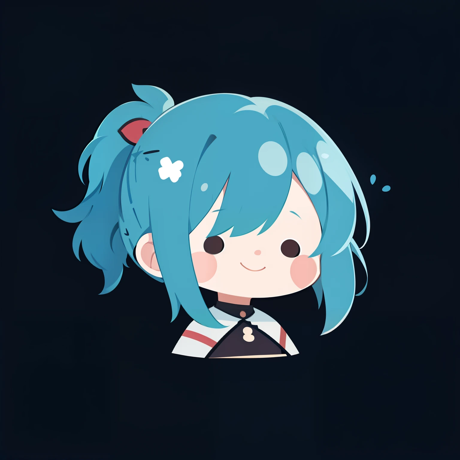 flat avatar, 1girl, solo, smile, hair ornament,simple background,