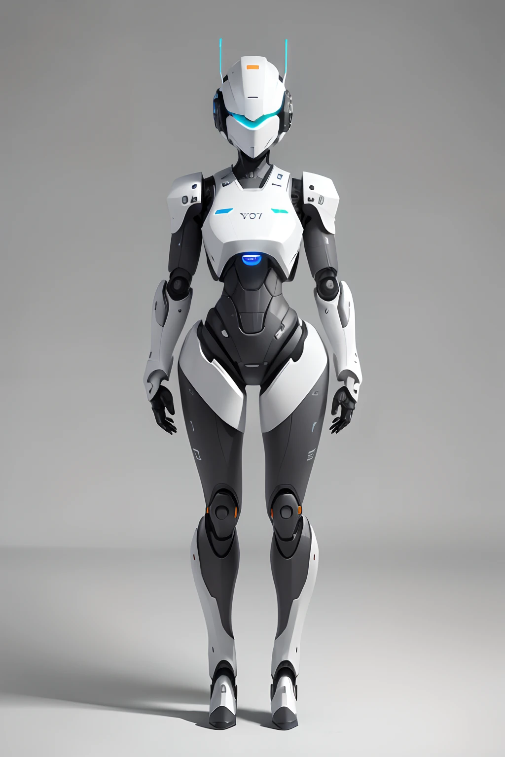 A future robot, with a minimalist design, in a full-body shot, slightly from a bird's-eye view, (best quality, ultra-detailed, photo-realistic:1.37), against a monochromatic background, without depth of field, without exceeding the image.