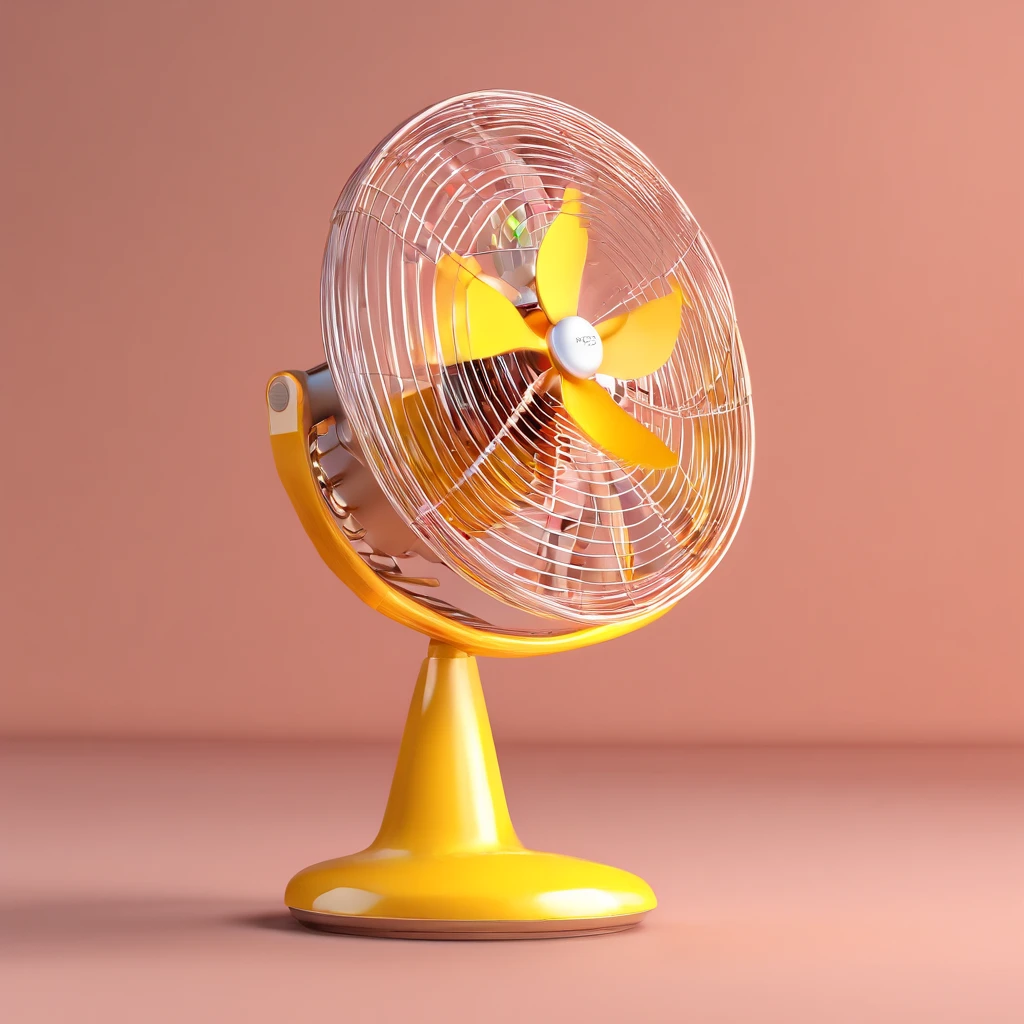 Super cute handheld charging small fan，cartoonish style, , Glossy and delicate,Clean background, Good gloss, 3D rendering of,Best quality