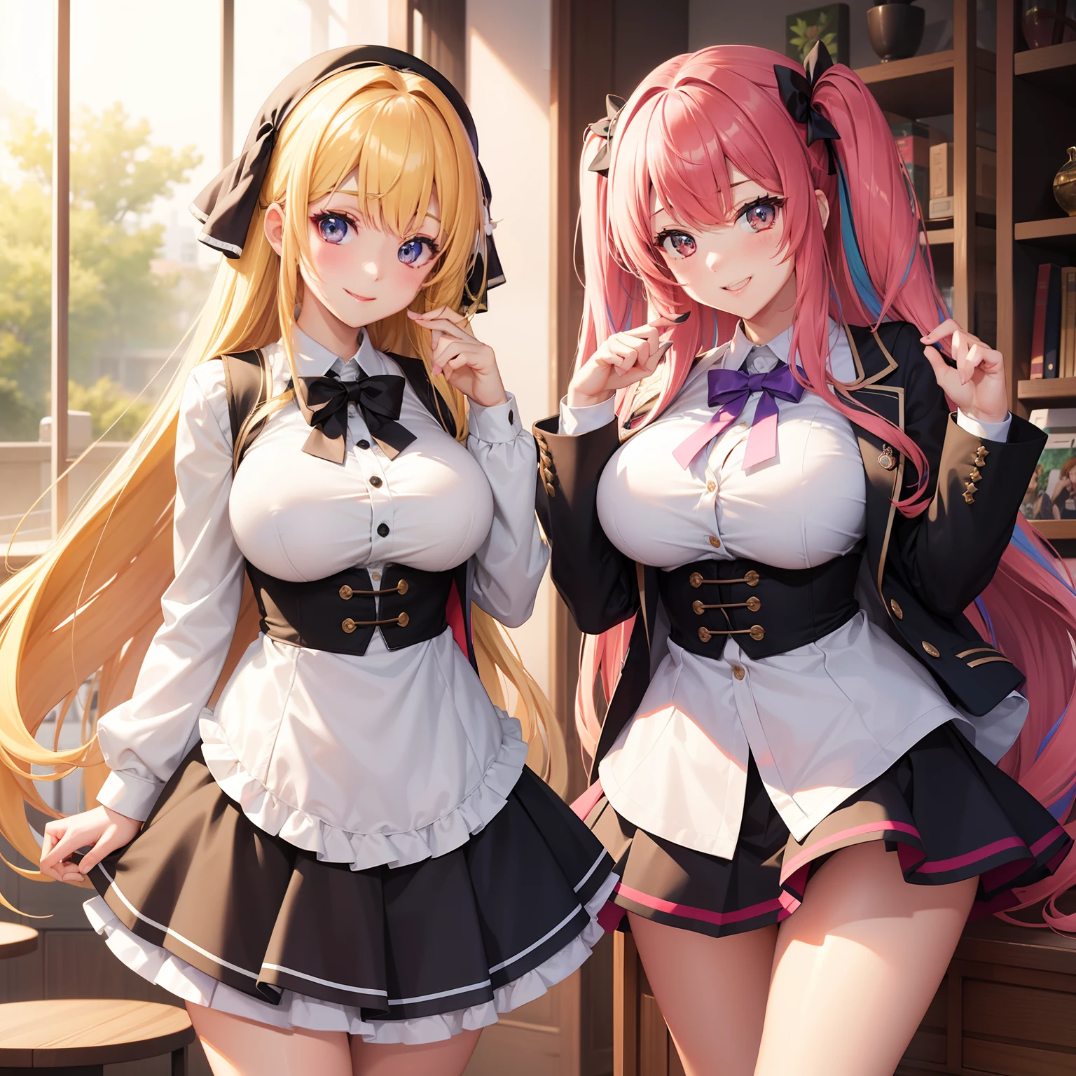 harems、Multiple girls are depicted、multicolored hair、Colossal tits、Beautiful girls、top-quality、A smile、Beautiful girls、masterpiece、High-definition images、hiquality、Happy girls、Perfectly cropped face、校服、blazers、