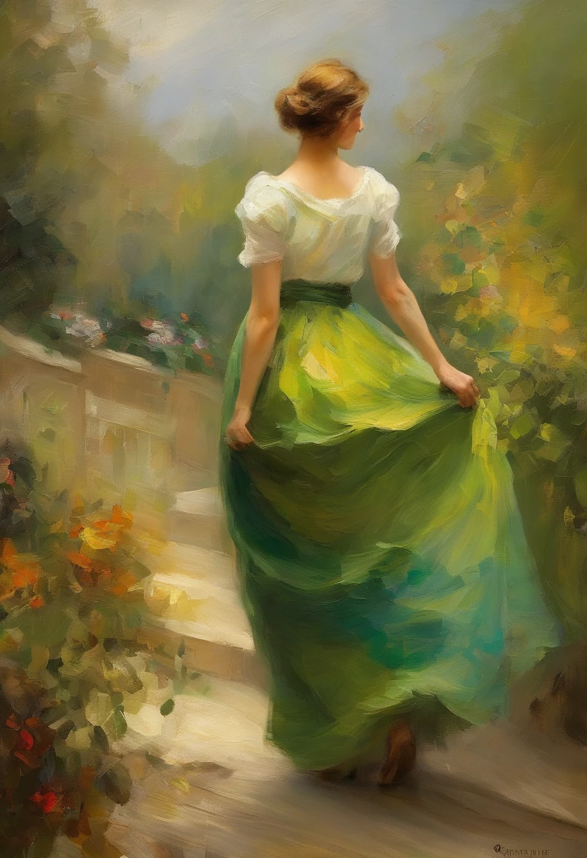 European,court,ancient wind,Golden-green,a skirt