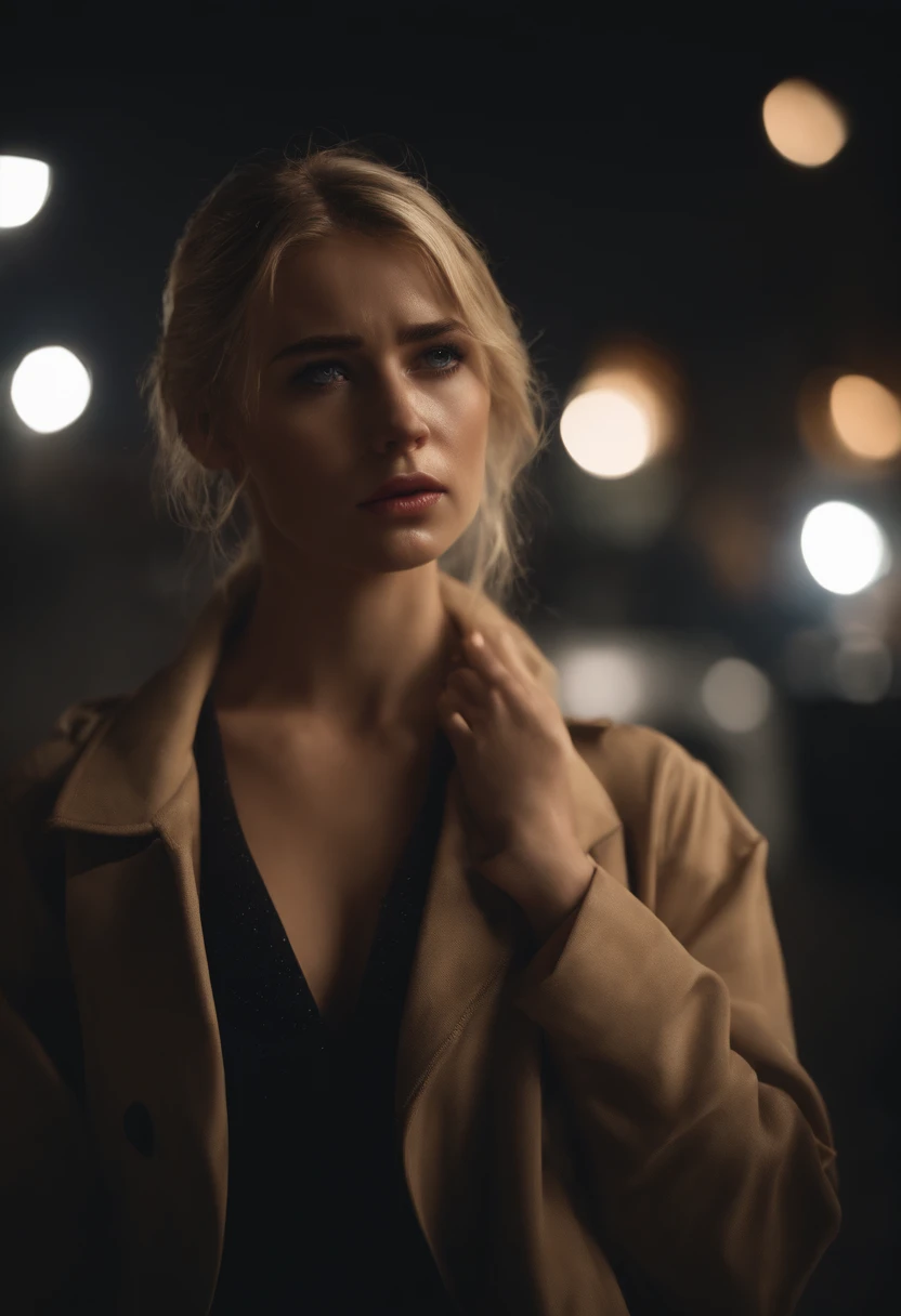 Sad girl,cry,darkness,Rain sky,。.。.。.。.。.。.。.。.。.。.。.。.。.。.。.。.。.。.。.。.。.。.。.3D,Upscale,hard disk,Blonde short,is crying,with his back turned