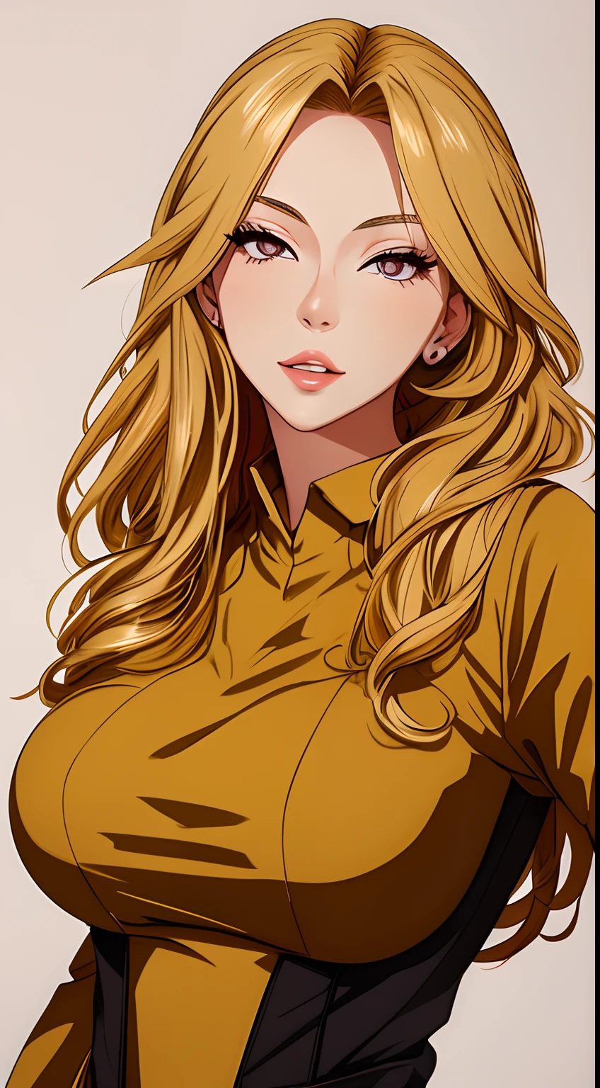 masterpiece, best quality, detailed face, detailed eyes, detailed lips, 1girl, blonde hair, long hair,large breasts, standing, gradient hair,