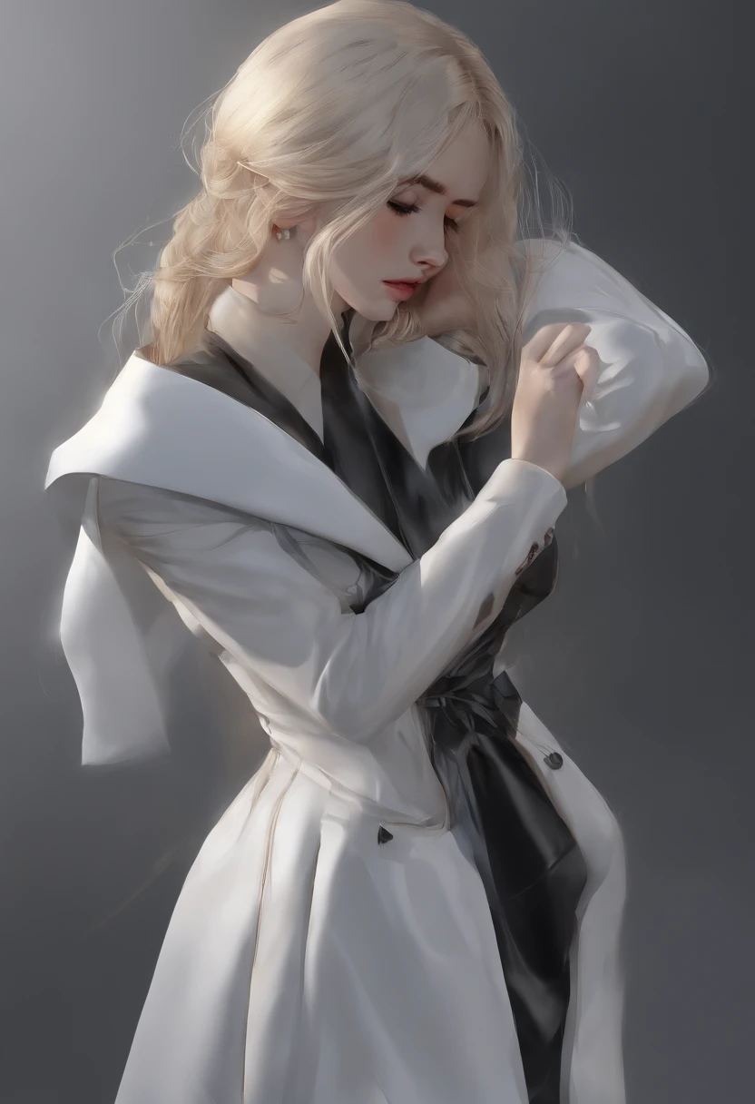 Sad girl,cry,darkness,Rain sky,。.。.。.。.。.。.。.。.。.。.。.。.。.。.。.。.。.。.。.。.。.。.。.。.。.3D,Upscale,hard disk,Blonde short,is crying,with his back turned