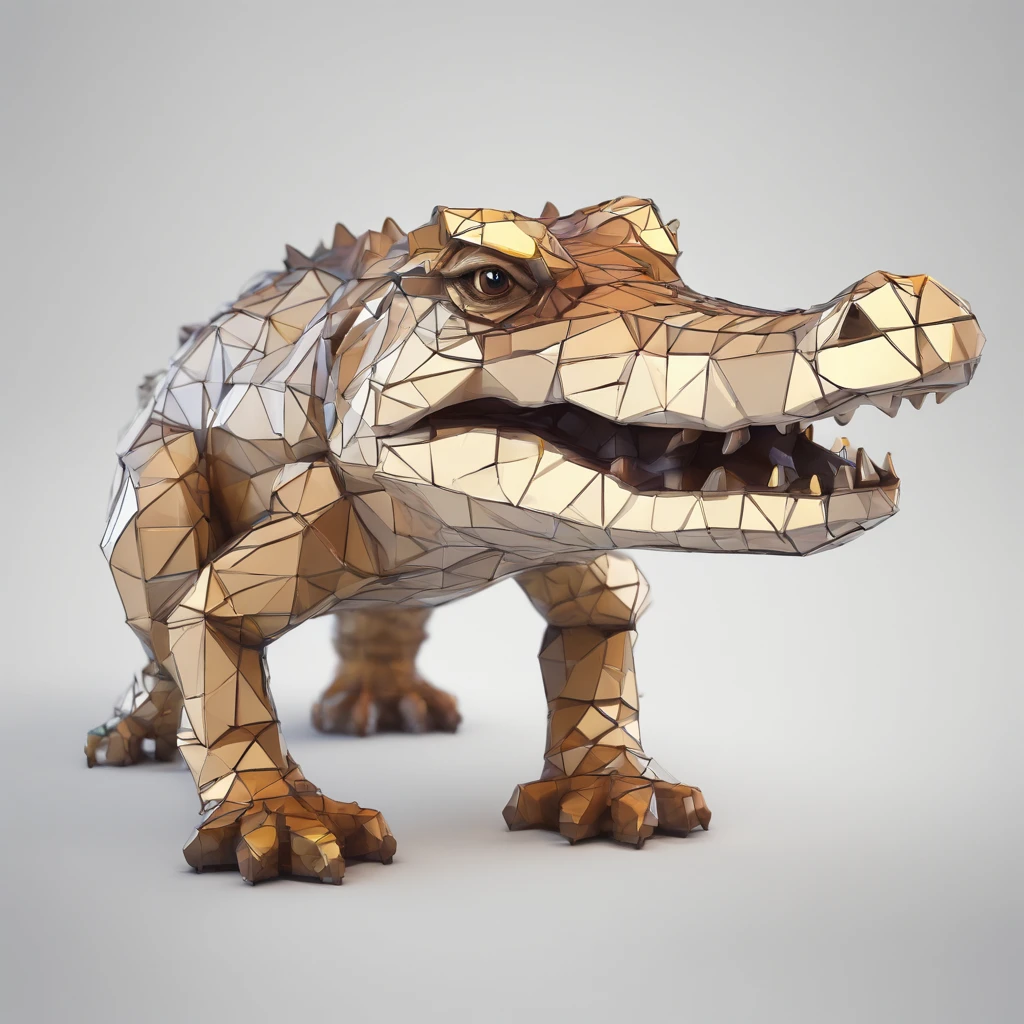 Perfect alignment, Cute little crocodile, Standing position, Abstract beauty, Center to show landscape composition,3 d model,Clay material,solidcolor,nearing perfection, Dynamic, Highly detailed, smooth, Sharp focus, 8K, high definition resolution, , Art by Carne Griffiths and Wadim Kashin, White background