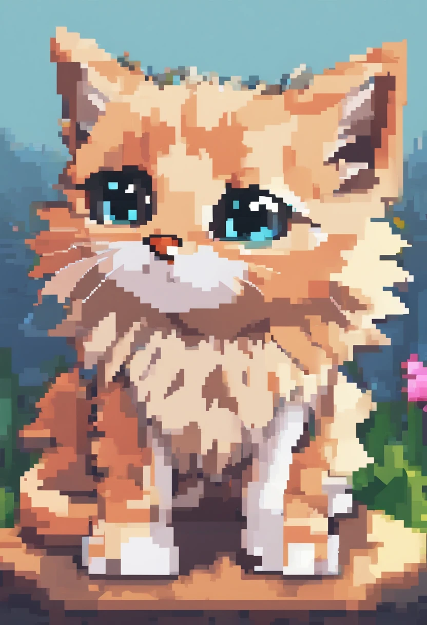 Cute kitten in pixel art,Kittens,Frolicking kitten,3D pixel art 4K wallpaper. Incredible pixel art details. Pixel art. steam wave. Detailed Unreal Engine pixel art,"Generate Cute Kitten Pixel Art,This kitten is bright in color.,Hope you're in an adorable pose,Although any cat breed does not matter,if possible, Drawing a kitten with big eyes"