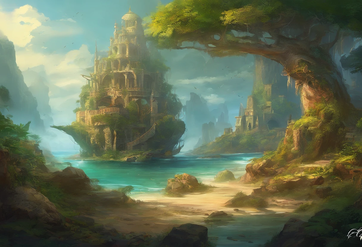 (best quality,4k,8k,highres,masterpiece:1.2),ultra-detailed,(realistic,photorealistic,photo-realistic:1.37),crumbling ruins,sunken ancient structures,uplifted island,worn-out buildings,tree stumps,decaying roots,dry coral,twisted branches,tilted soil,flooded areas,crystal clear water,ripples of the sea,breath-taking scenery,sunken treasures,overgrown vegetation,mystical atmosphere,sun-kissed island,majestic view,serene tranquility,surrounded by the sea,natural wonders,untouched landscape,remote location,ancient mysteries,hidden secrets,melancholic beauty,history frozen in time,dramatic lighting,submerged history,enchanted island,ghostly remnants,whispers of the past,echoes of lost civilizations,mysterious artifacts