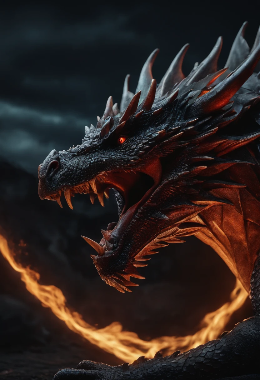 Dark Dragon of geo data in the style of detailed hyperrealism photoshoot