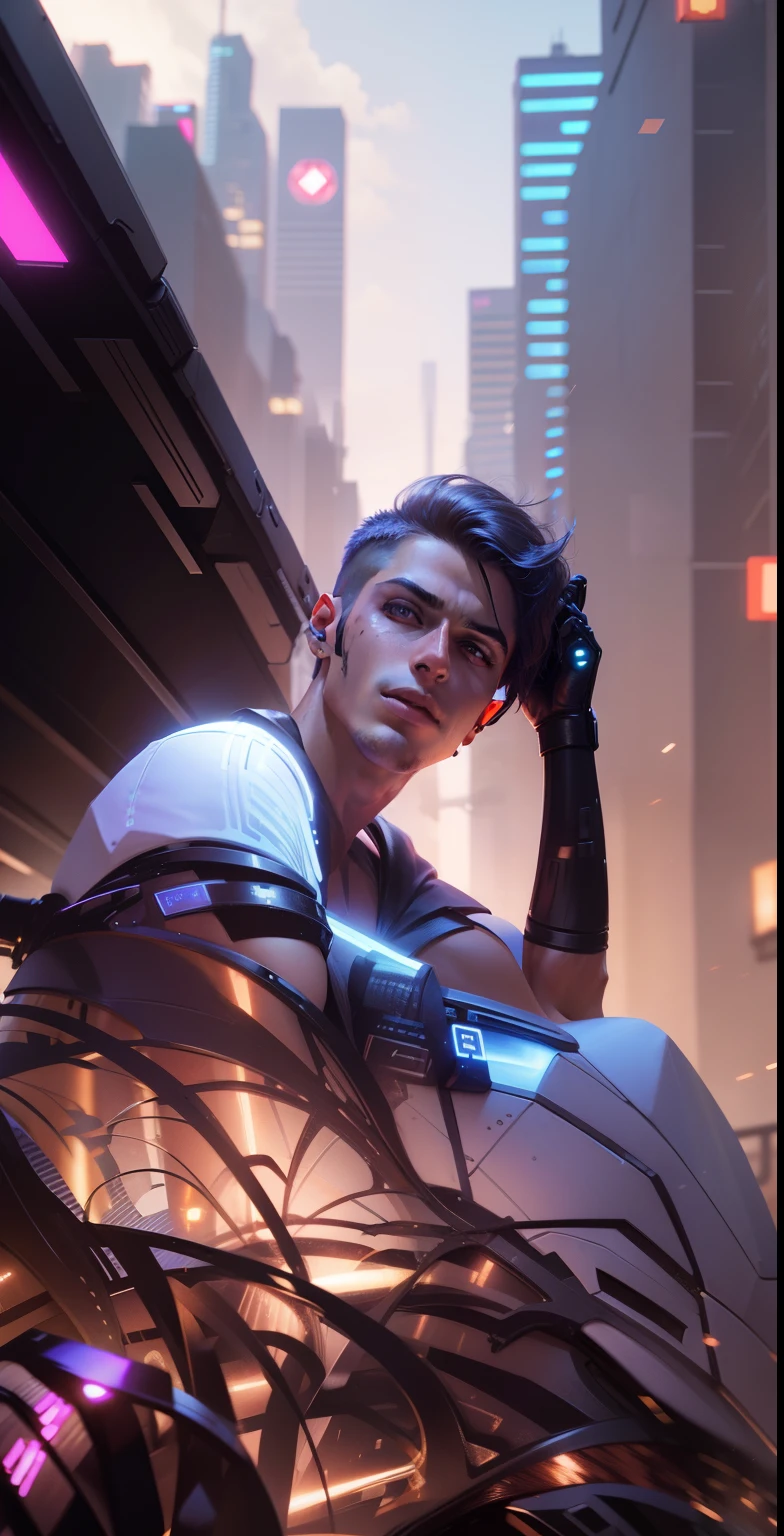 Change background cyber punk handsome boy. realistic face.8k.ultra realistic.