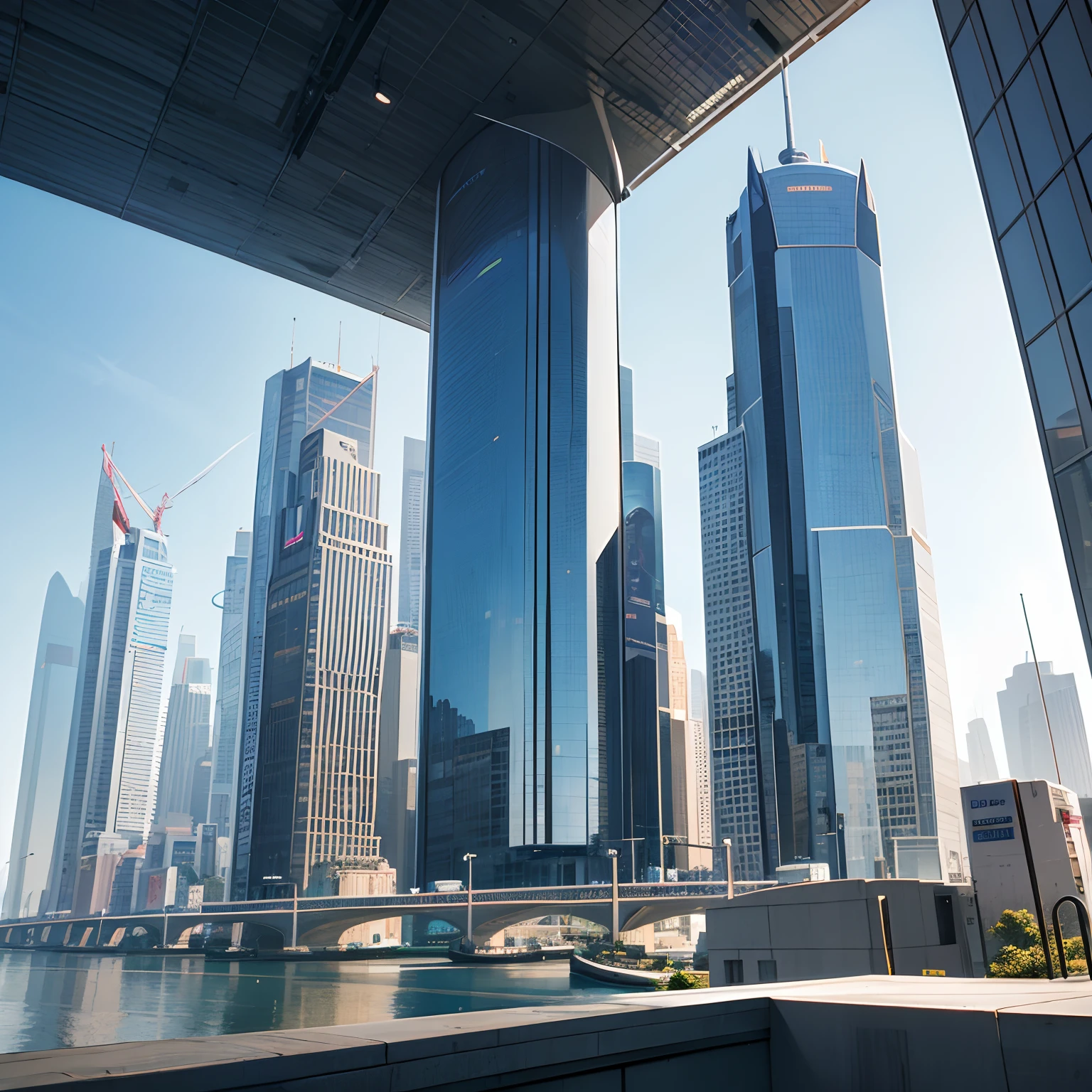 Tower,truth,The future cityscape is filled with awe-inspiring technological marvels. Towering skyscrapers rise into the clouds, boasting sleek and modern designs. The fusion of streamlined, curved, and geometric architectural structures with reflective materials and glass facades creates a mesmerizing futuristic landscape. On the streets, remarkable floating transportation vehicles glide swiftly, such as flying cars or maglev trains, exuding a high-tech exterior as they navigate the city's airspace style:Photographic