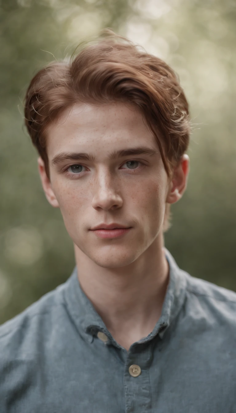 young male with freckles, in the style of nature-inspired forms, back button focus, texture, fujifilm natura 1600, feminine body, uhd image