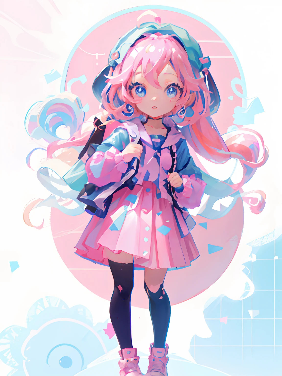 araffe girl with pink hair and a blue jacket holding a pink bag, stylized anime, anime styled 3d, render of a cute 3d anime girl, cute detailed digital art, cute art style, anime style. 8k, cute character, anime stylized, cute 3 d render, cute digital art, 8k high quality detailed art