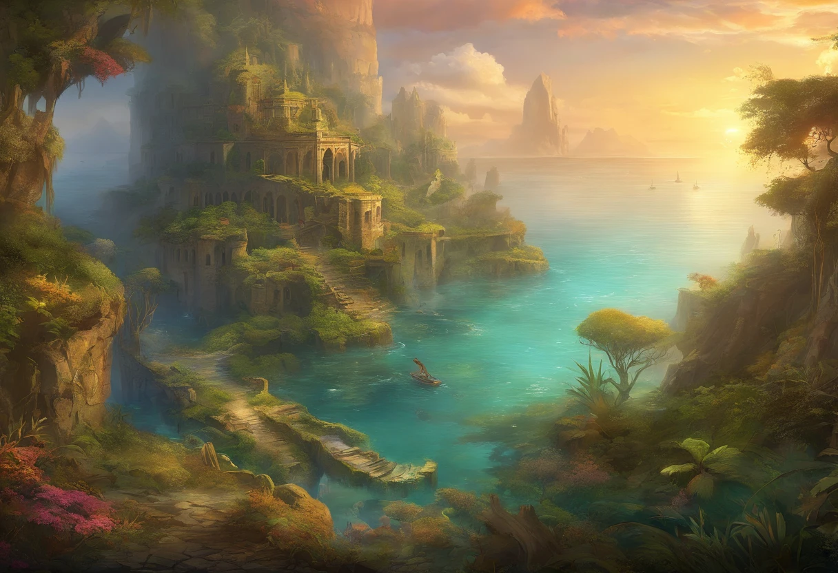 (Best Quality,4K,8K,hight resolution,masutepiece:1.2),Ultra-detailed,(Realistic,Photorealistic,Photorealsitic:1.37),crumbling ruins,Sunken ancient structures,Raised islands,Worn-out buildings,Tree stumps,Rotten roots,Dry coral,Twisted branches,Sloping soil,Flooded areas,Crystal clear water,Sea ripples,breathtaking scenery,Overgrown vegetation,mystic atmosphere,Island kissed by the sun,majestic view,Calm tranquility,Surrounded by the sea,Natural wonders,Untouched landscape,Remote Location,Ancient mysteries,Hidden secrets,Melancholic beauty,History frozen in time,Dramatic Lighting,Submerged history,Enchanted Island,Ghostly wreckage,Whispers of the past,Echoes of a lost civilization,Mystical artifacts