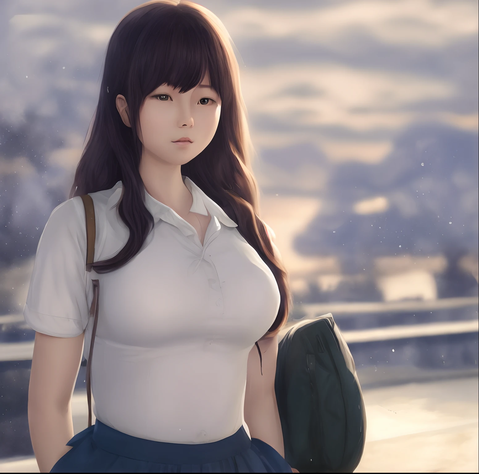 Realism,middle school girl,huge tit,校服,schools,early evening,Breast milk out of the