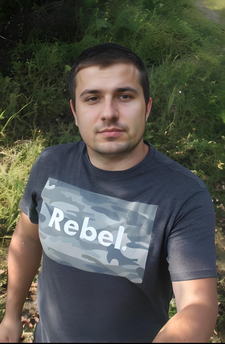 arafed man in a t - shirt holding a frisbee in his hands, jakub rebelka, rebel, pawel rebisz, pavel shvedov, artem chebokha, mircea suciu, andrei riabovitchevy, andrei ryabovichev, oleg zherebin, inspired by Tibor Rényi