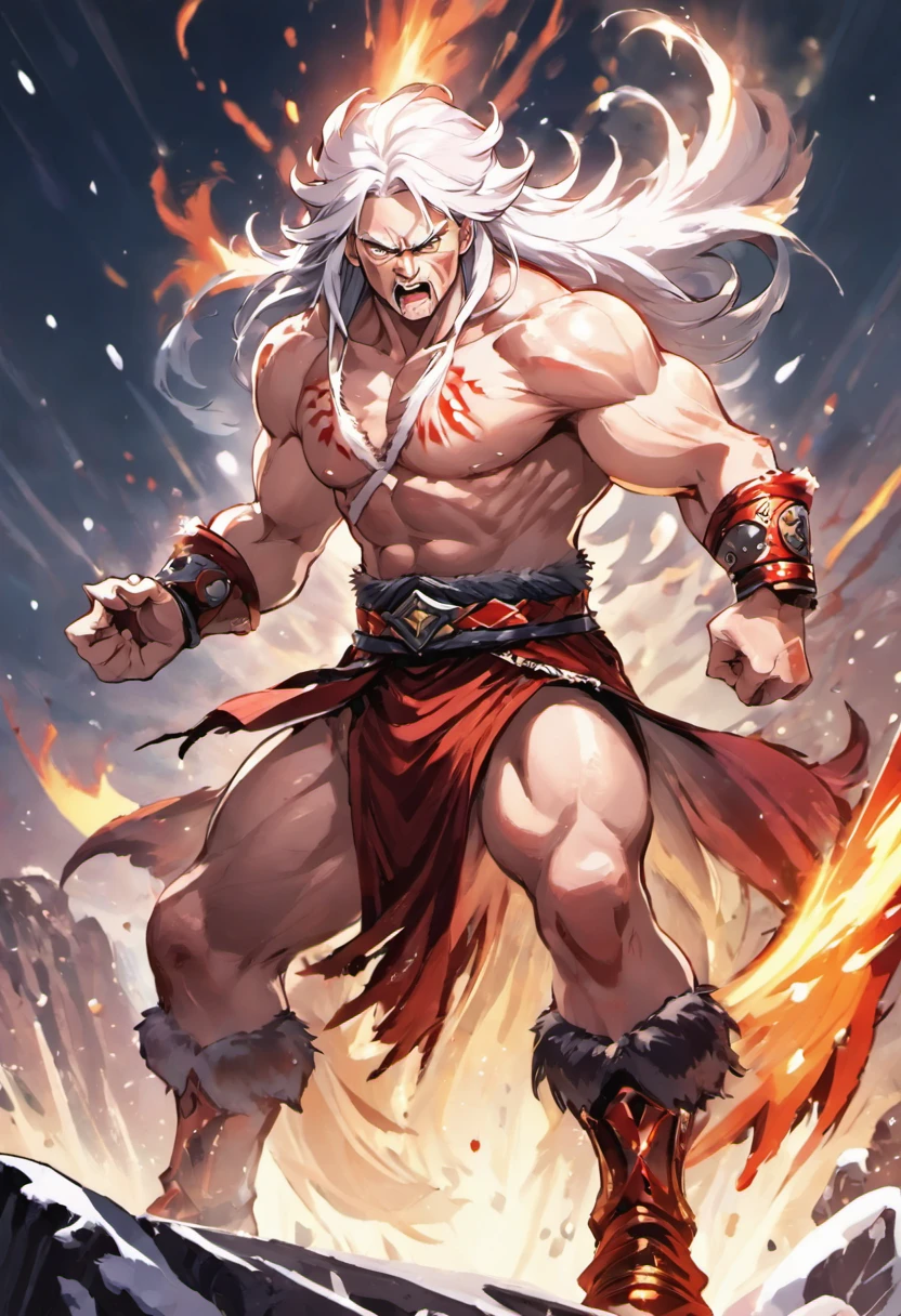 Monkey King real person，SuperSaiyan，Silvery hair，exquisite detailing，Photo level，frontage，Muscles soar --auto
