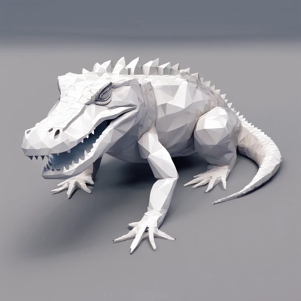 Perfect alignment, Cute little crocodile, in style of hayao miyazaki，Standing position, Abstract beauty, Displays the center of the landscape composition,3 d model，Clay material，solidcolor，nearing perfection, Dynamic, Highly detailed, smooth, Sharp focus, 8K, high definition resolution, , Art by Carne Griffiths and Wadim Kashin, White background