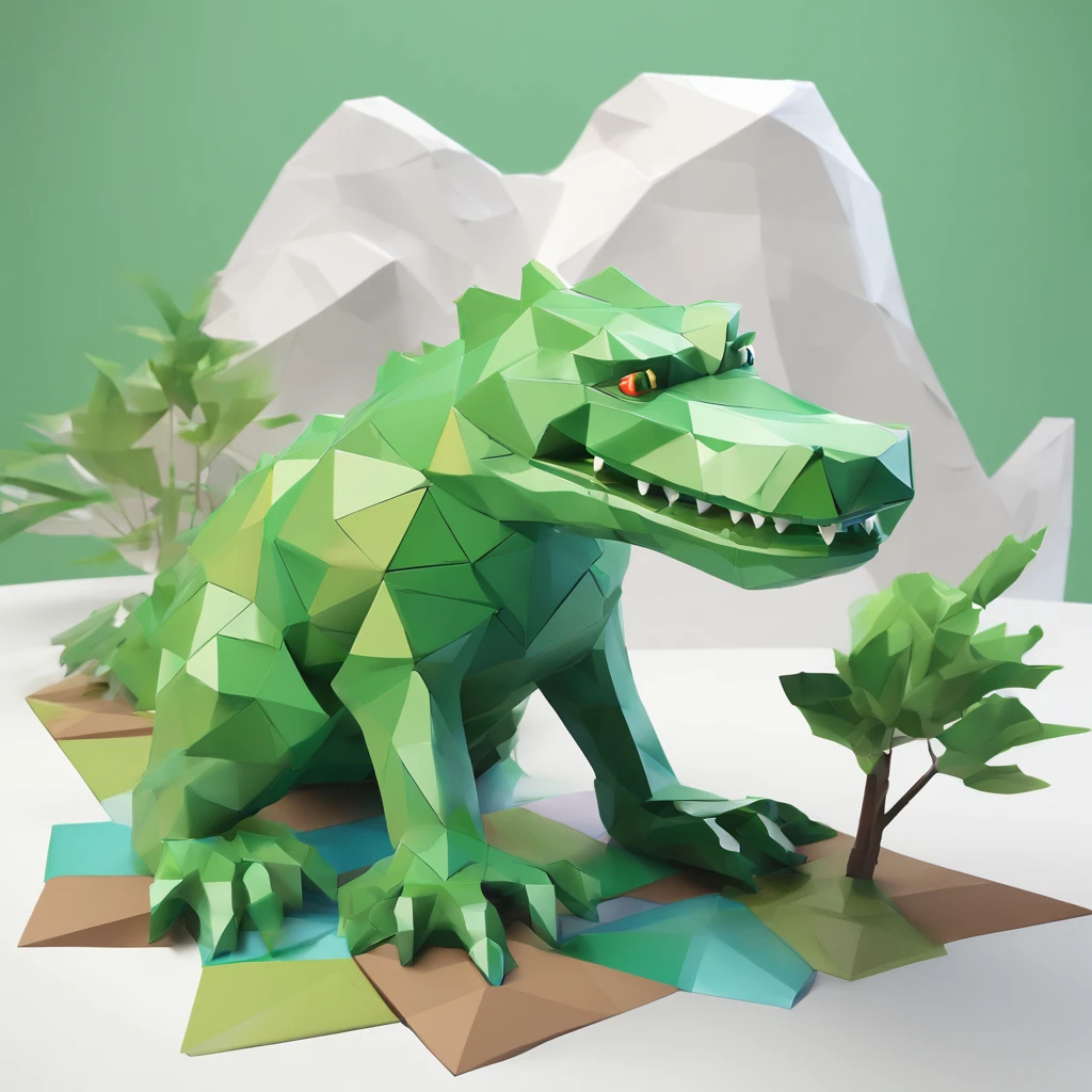 Perfect alignment, Cute little crocodile,in style of hayao miyazaki,Stand in a curved position, Abstract beauty, Sideways composition,Displays the center of the landscape composition,3 d model,Clay material,pure green,nearing perfection, Dynamic, Highly detailed, smooth, Sharp focus, 8K, high definition resolution, , Art by Carne Griffiths and Wadim Kashin, White background