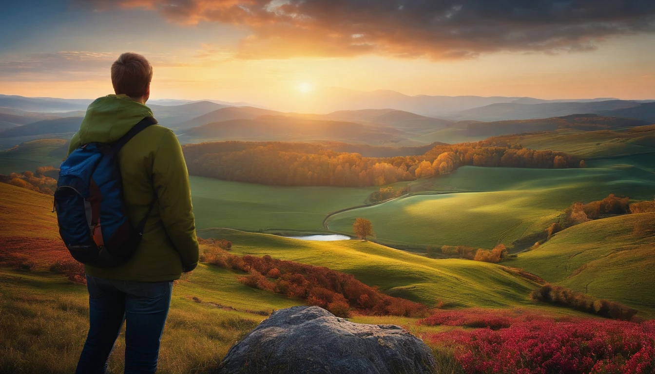 This image shows a person looking out at a beautiful landscape. They are filled with hope and optimism for the future.