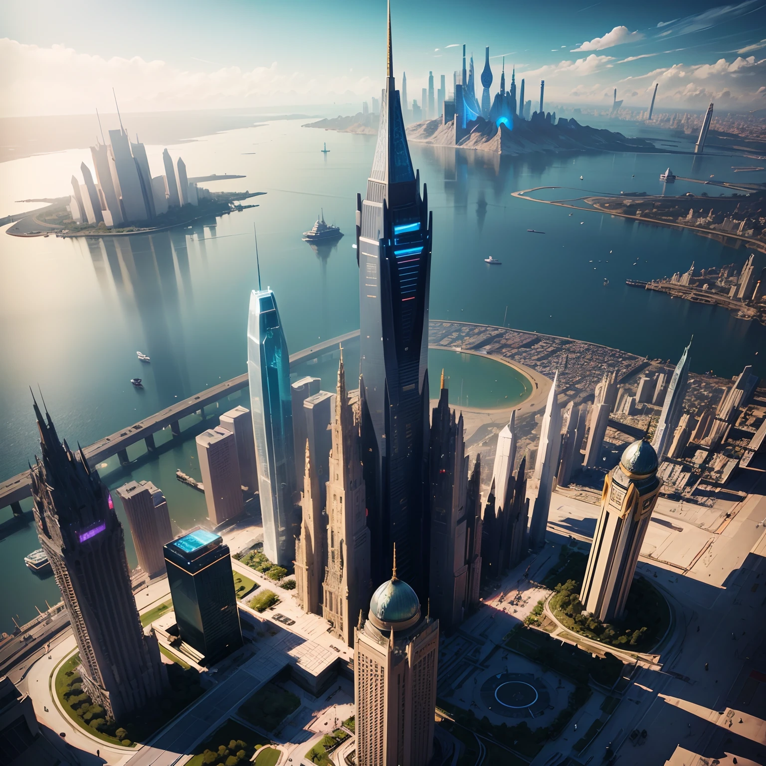 cyberpunked epcot Megacities Huge castle SF City of the Future Huge skyscrapers top-quality masterpiece 超A high resolution dream Beautiful world remove cloth --auto
