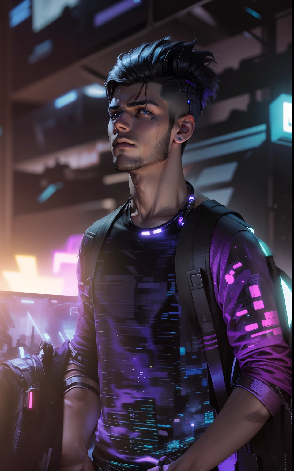 Change background Cyberpunk handsome boy, realistic face, 4k Ultra realistic