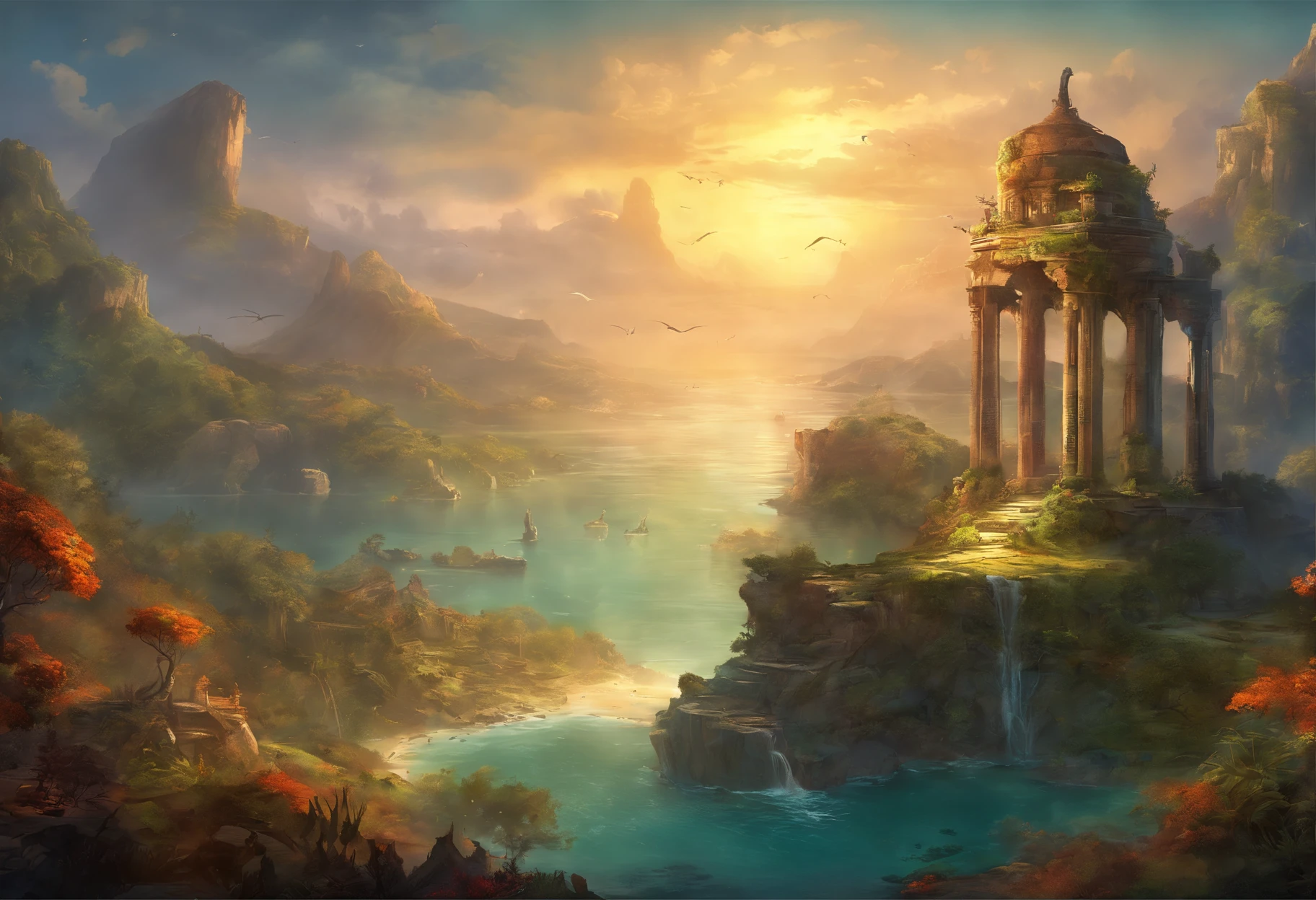 (best quality,4k,8k,highres,masterpiece:1.2),ultra-detailed,(realistic,photorealistic,photo-realistic:1.37),crumbling ruins,sunken ancient structures,uplifted island,worn-out buildings,tree stumps,decaying roots,dry coral,twisted branches,tilted soil,flooded areas,crystal clear water,ripples of the sea,breath-taking scenery,sunken treasures,overgrown vegetation,mystical atmosphere,sun-kissed island,majestic view,serene tranquility,surrounded by the sea,natural wonders,untouched landscape,remote location,ancient mysteries,hidden secrets,melancholic beauty,history frozen in time,dramatic lighting,submerged history,enchanted island,ghostly remnants,whispers of the past,echoes of lost civilizations,mysterious artifacts