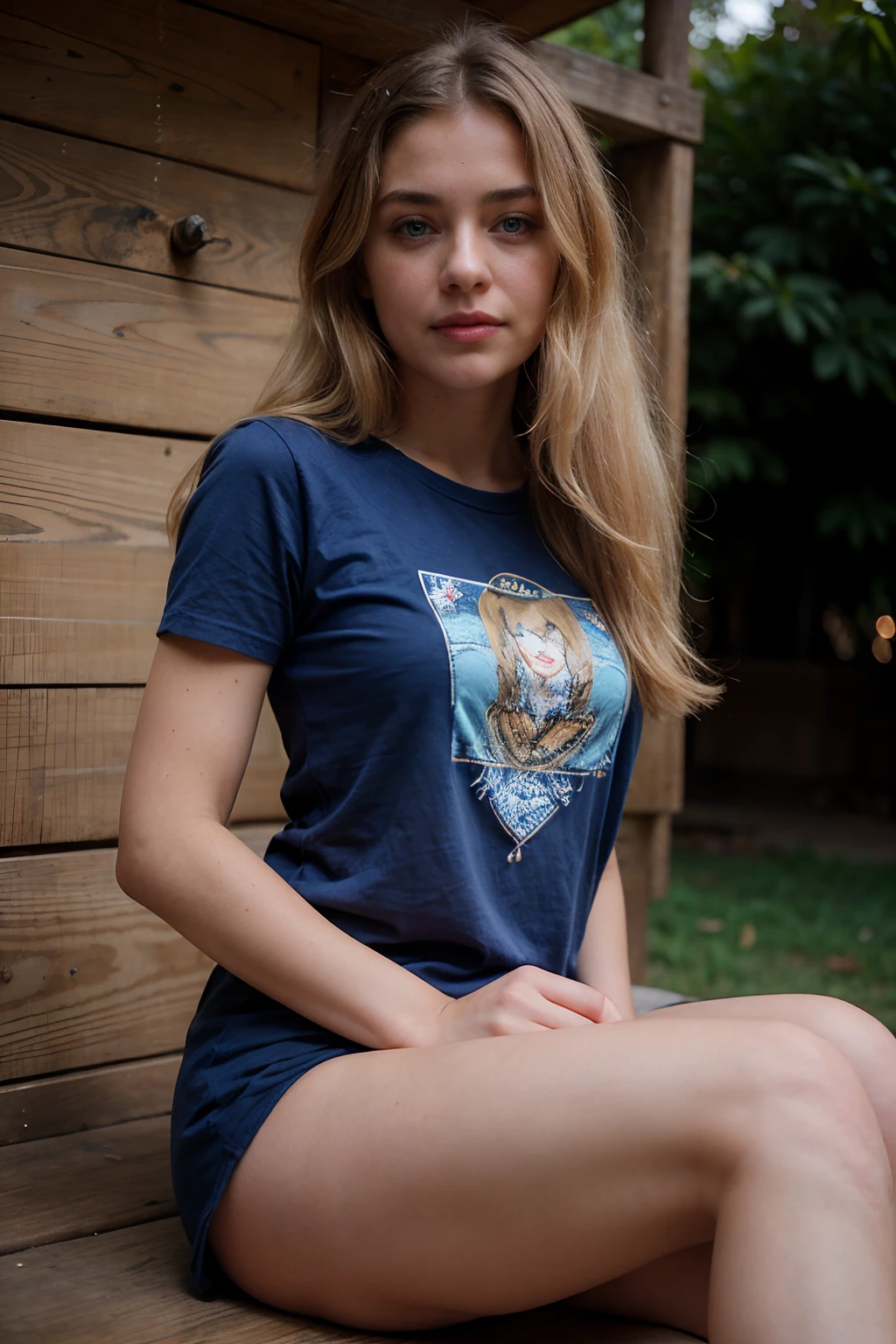 Nice 24 Y.o Kate Mildrew, medium blonde hair, blue eyes, Detailed eyes, soluk cilt, self-confident, rahat, blue t-shirt, kot pantolon, division, midnight, sokak