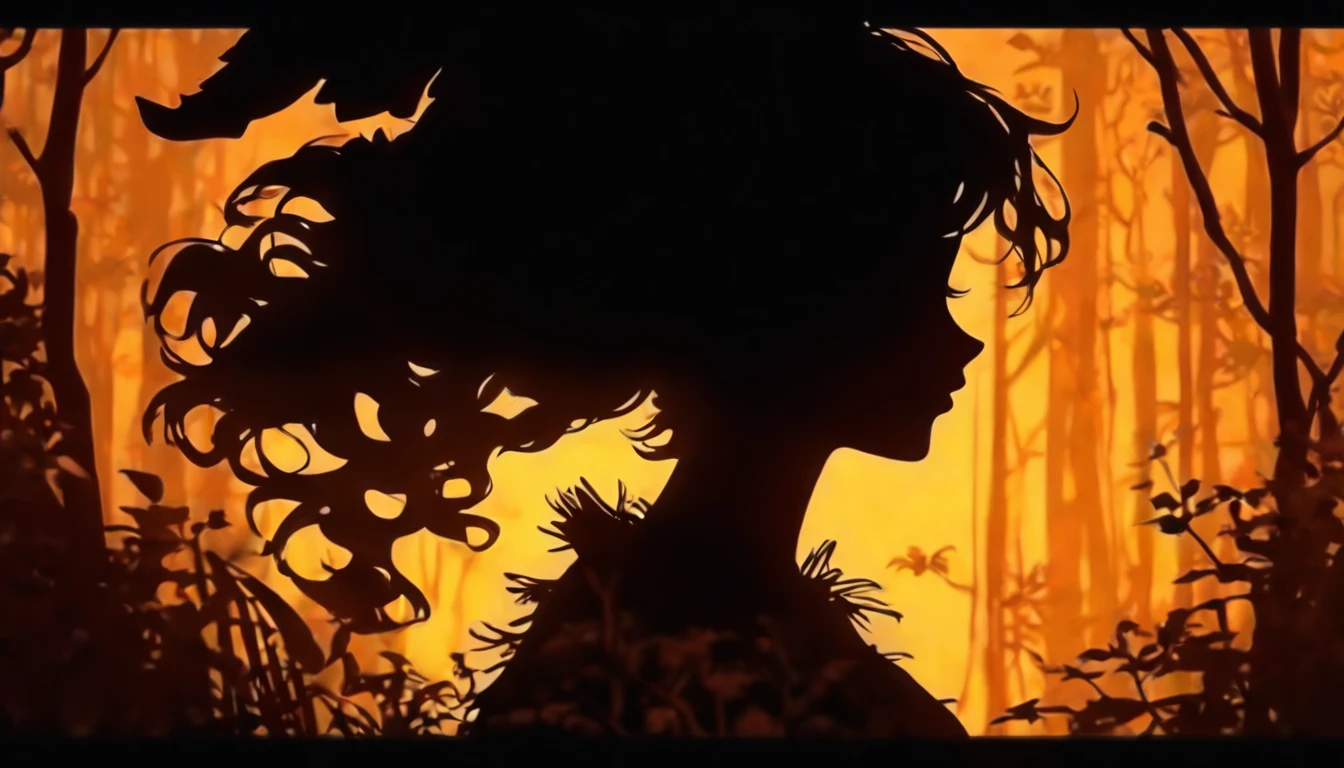(Silhouette Art,cutouts:1.6)
(((Paper cutting art,A world where only black exists:1.3)
(Cowboy Shot),1 girl,Solo,
(Girl in a witch's hat,profile:1.2),white, Clear and beautiful face,Sunrise behind
break
(Yellow pumpkin)
Textured glass background,Arcana World