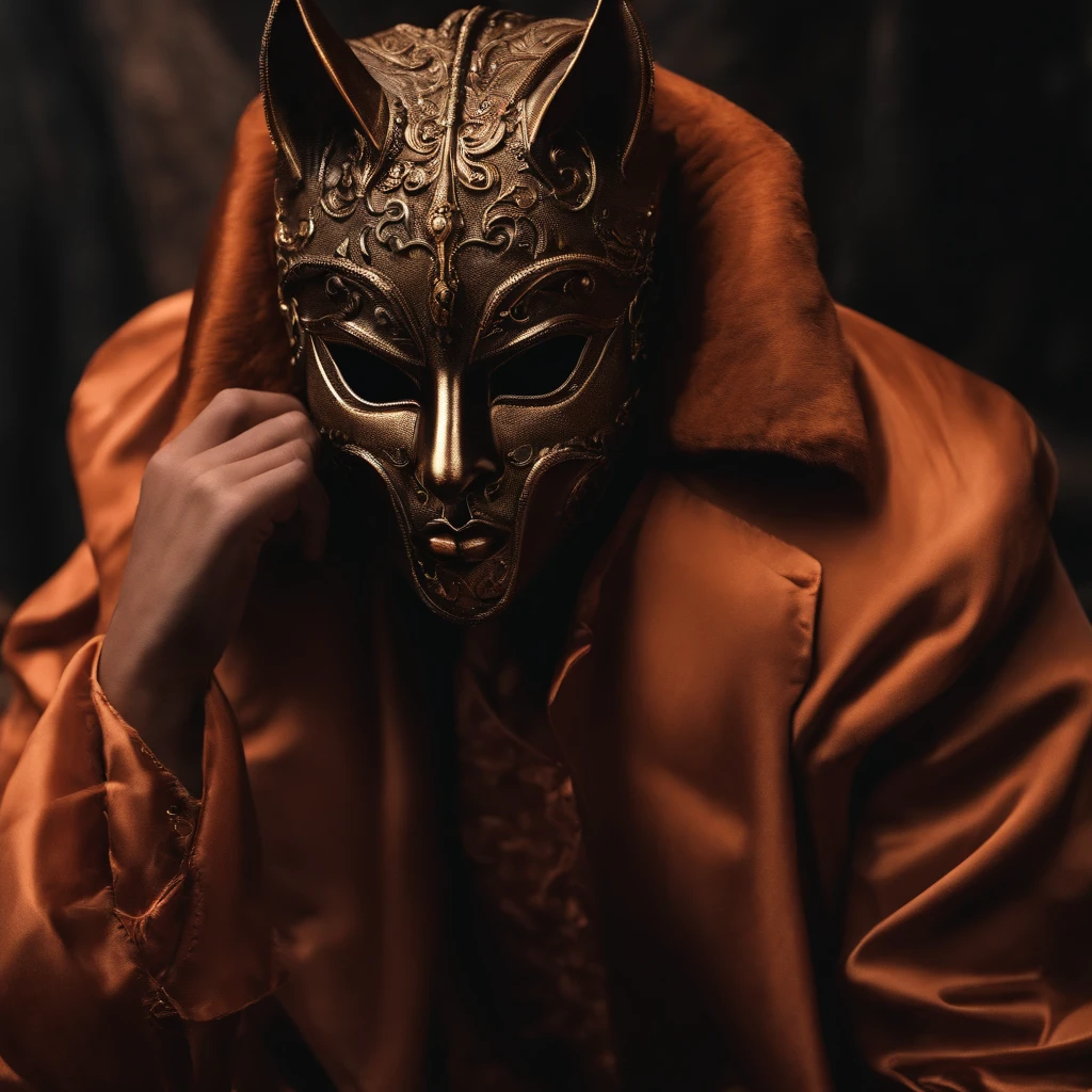 Sateen，the night，ember，Spooky masks，coat large，Fighting posture