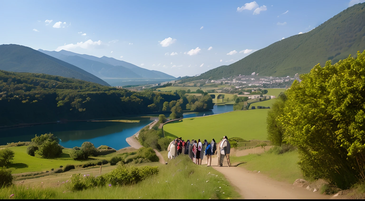 travel,Leader of a group of 30 people,Cultural in-depth tour,European-style architecture,k hd,See people clearly,Famous rural sights