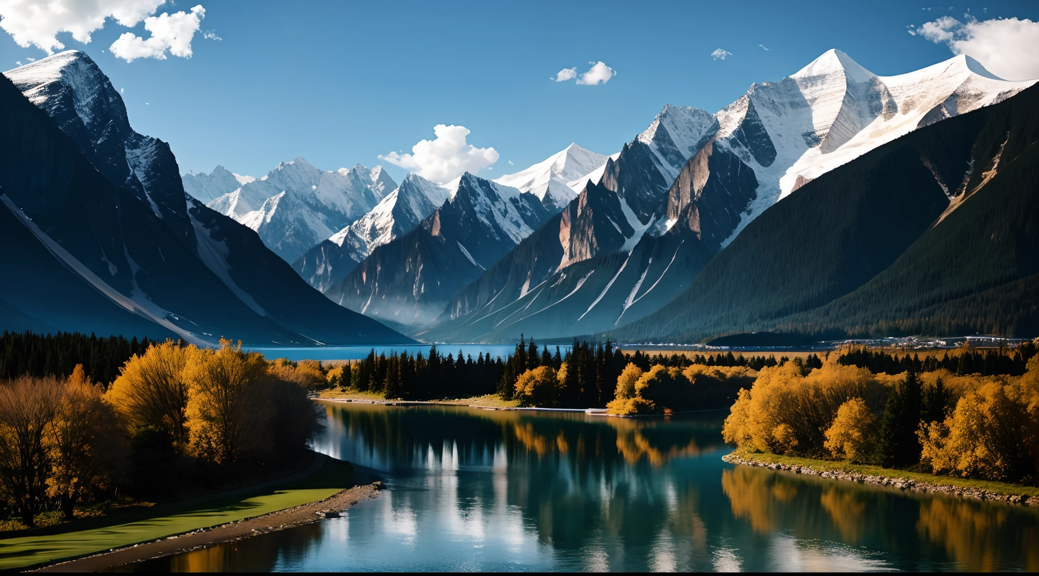 A place with mountains and water