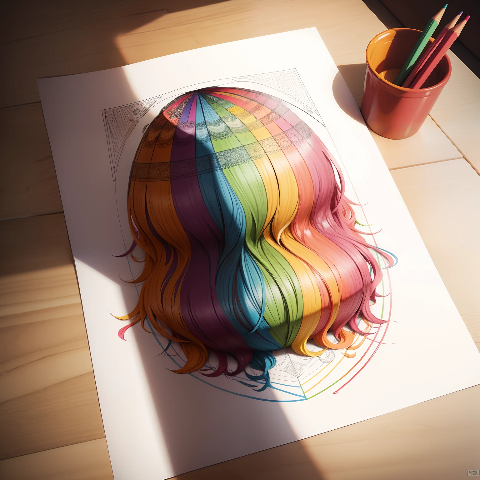 Coloring book page colored outside the lines