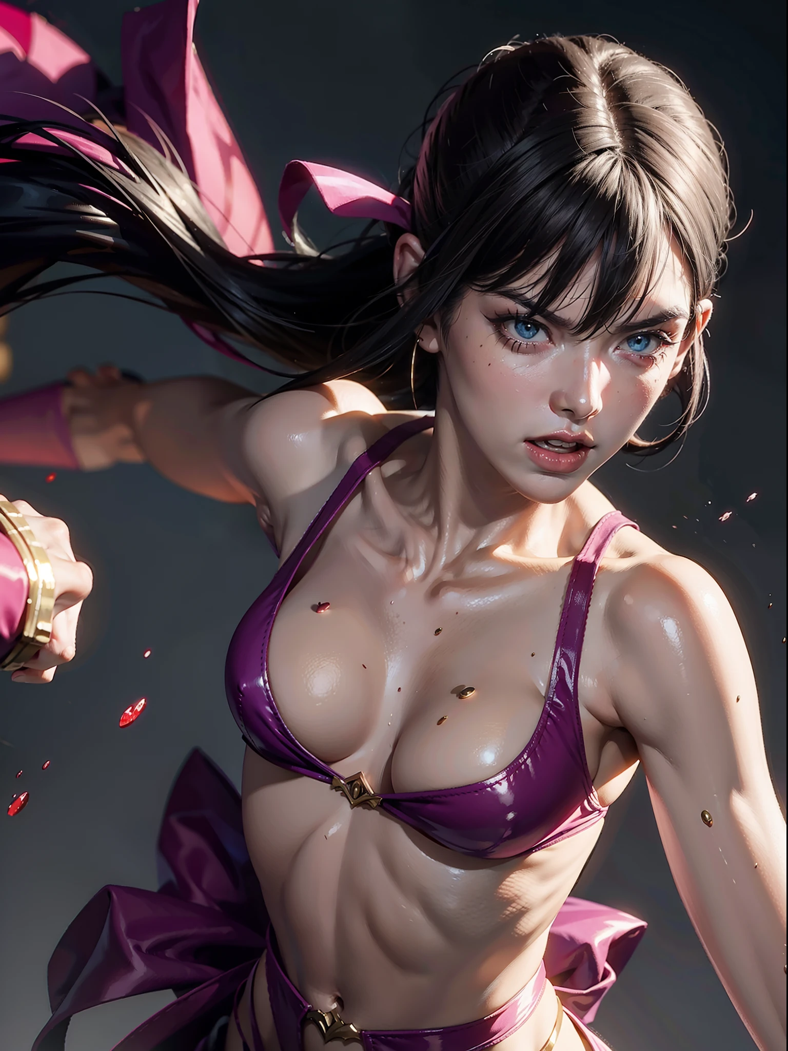 juri from street fighter, angry expression