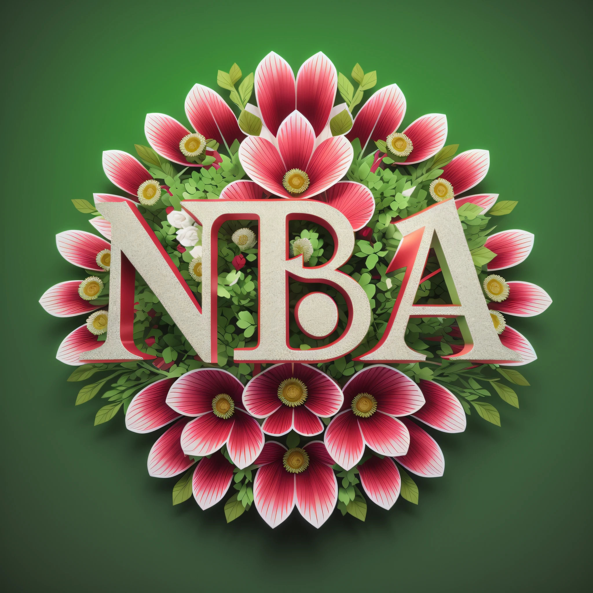 There is a wreath,There is the word NBA in it, NBA, NBA logo, author:Nikita Viprikov, 3 D 徽标, intricate 3 d illustration, rendered in cinema 4 d, behans. High detail, Rendered in Cinema4D, cinema 4 d art, trend on behance 3 d art, trend on behance 3d art