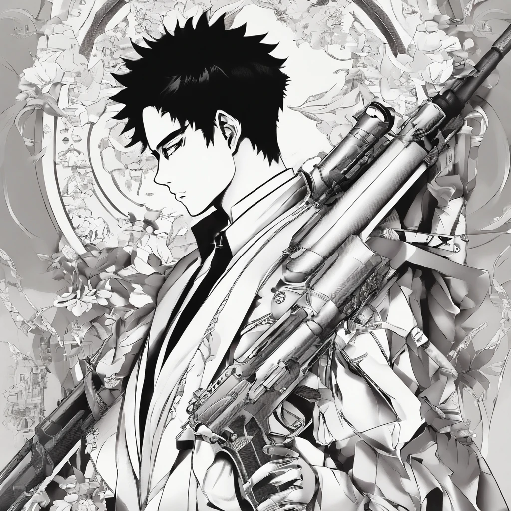 Sateen,the night,ember,Smile mask,coat large,Fighting posture,holding gun