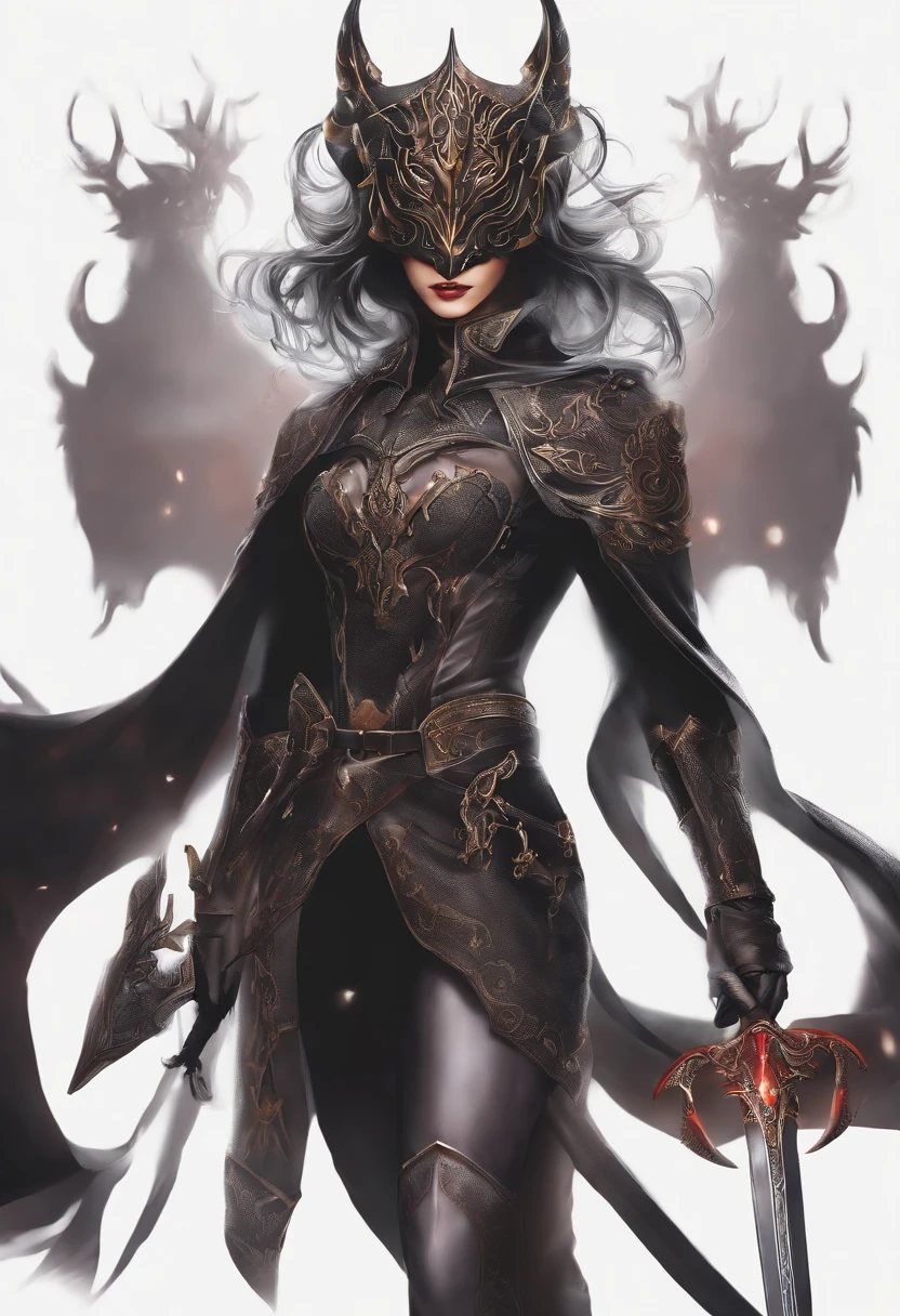 Sateen,the night,ember,Spooky masks,coat large,Fighting posture,holdingsword,SakuraNS